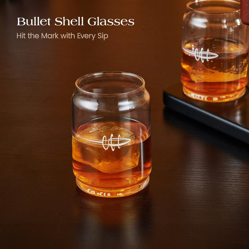 Kollea Gun Whiskey Decanter Set-Limited Edition, Detachable Liquor Decanter with Bullet Shot Shaped Glass, Cool Anniversary Birthday Gift for Him Husband Men Dad, Military Present for Home Bar Drinking Utensils Wooden Drinkware Stylish Flasks