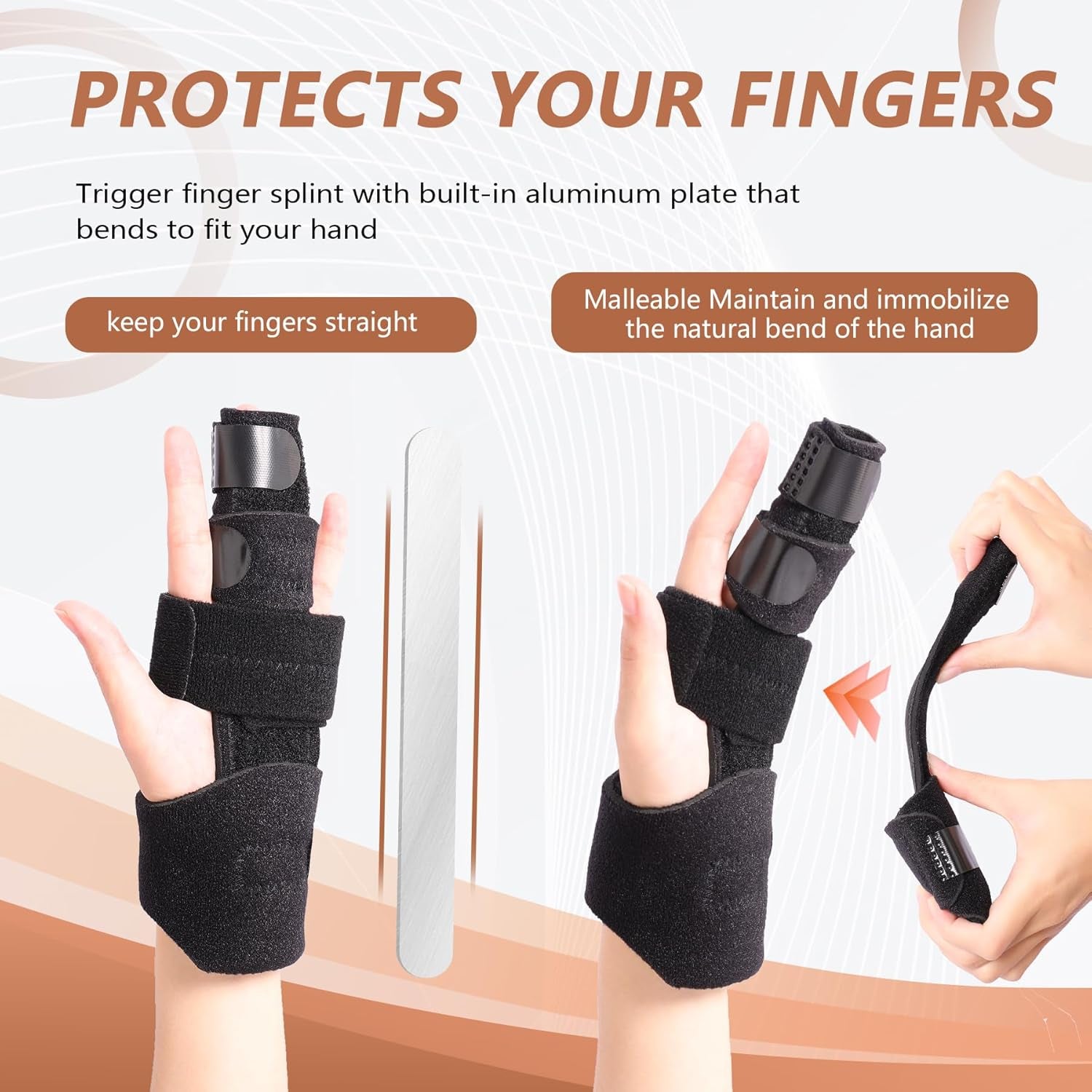 2 Finger Splint, Adjustable Finger Brace, Finger Metal Support for Broken Finger