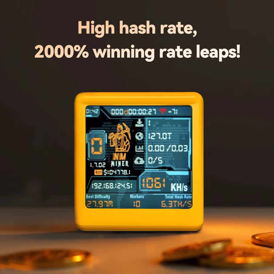 Smart TV Hashrate1060Kh/S ESP32 BTC Solo Lottery Miner for Computer Nerd Gift Home Silent Desktop Clock Lower Power Consumption