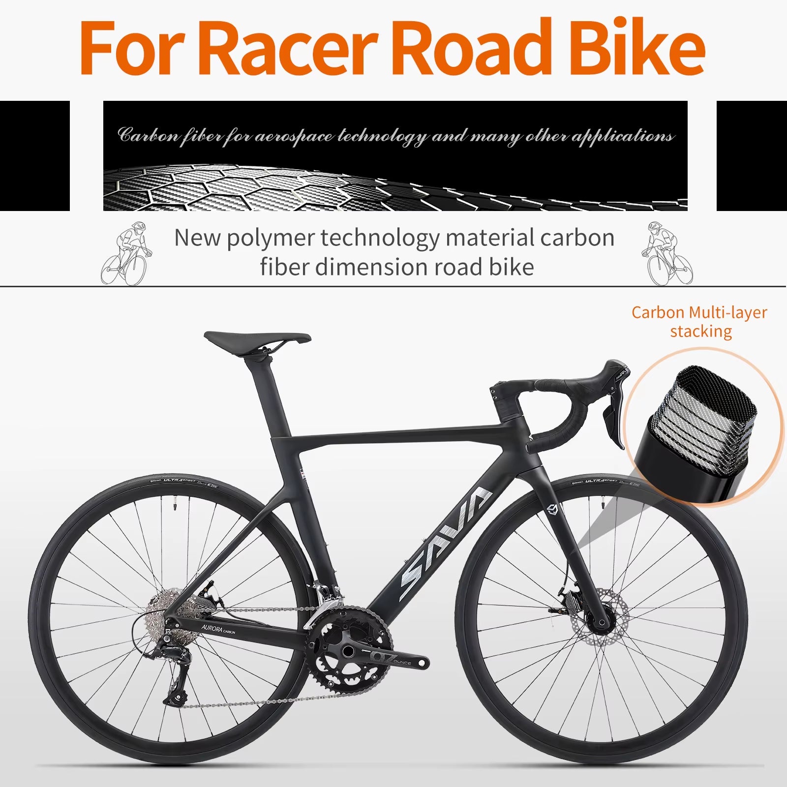 Carbon Fiber Racing Road Bicycle Carbon Frame Bicycle Integrated Handlebar SHIMANO 18-Speed Adult Competition Bicycle