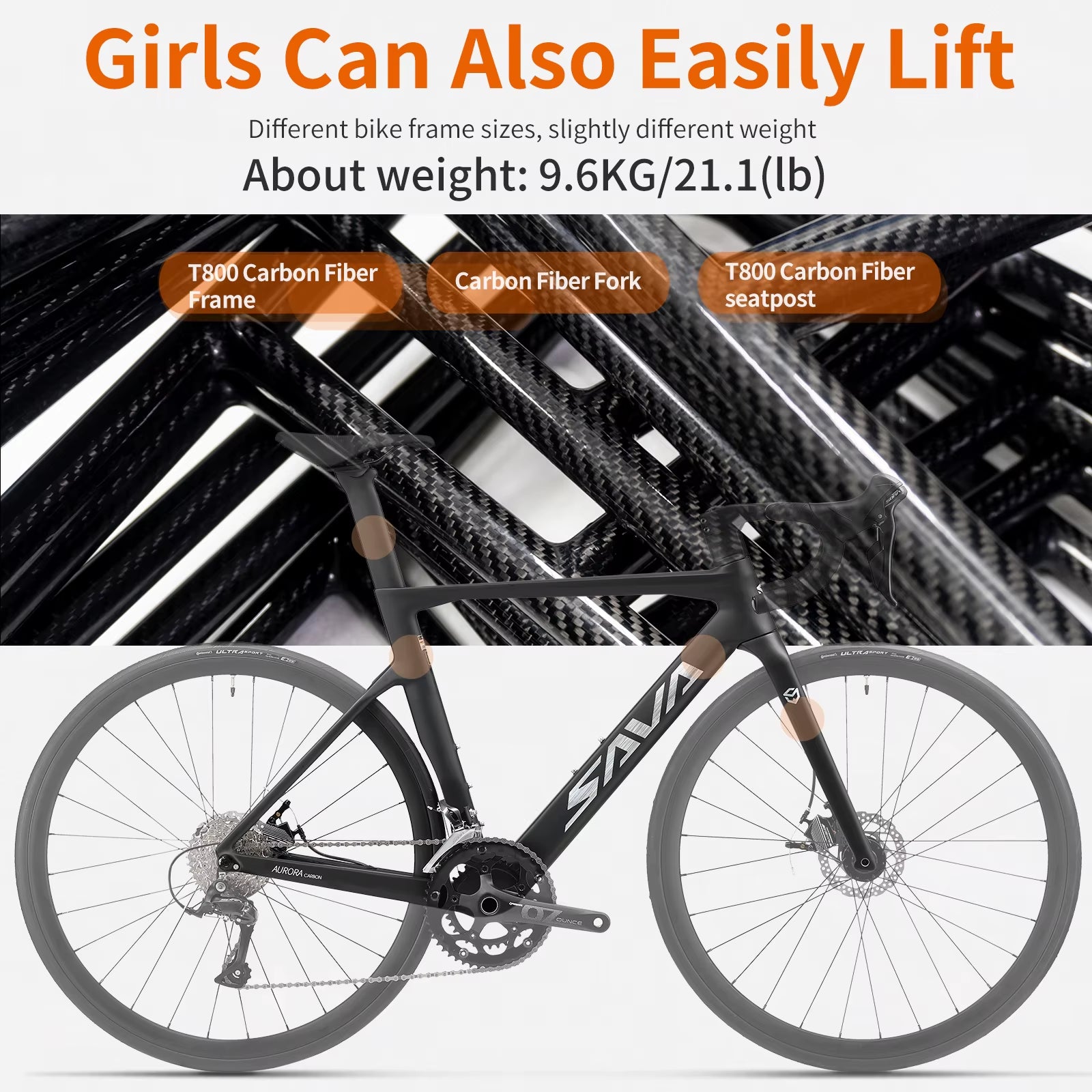 Carbon Fiber Racing Road Bicycle Carbon Frame Bicycle Integrated Handlebar SHIMANO 18-Speed Adult Competition Bicycle