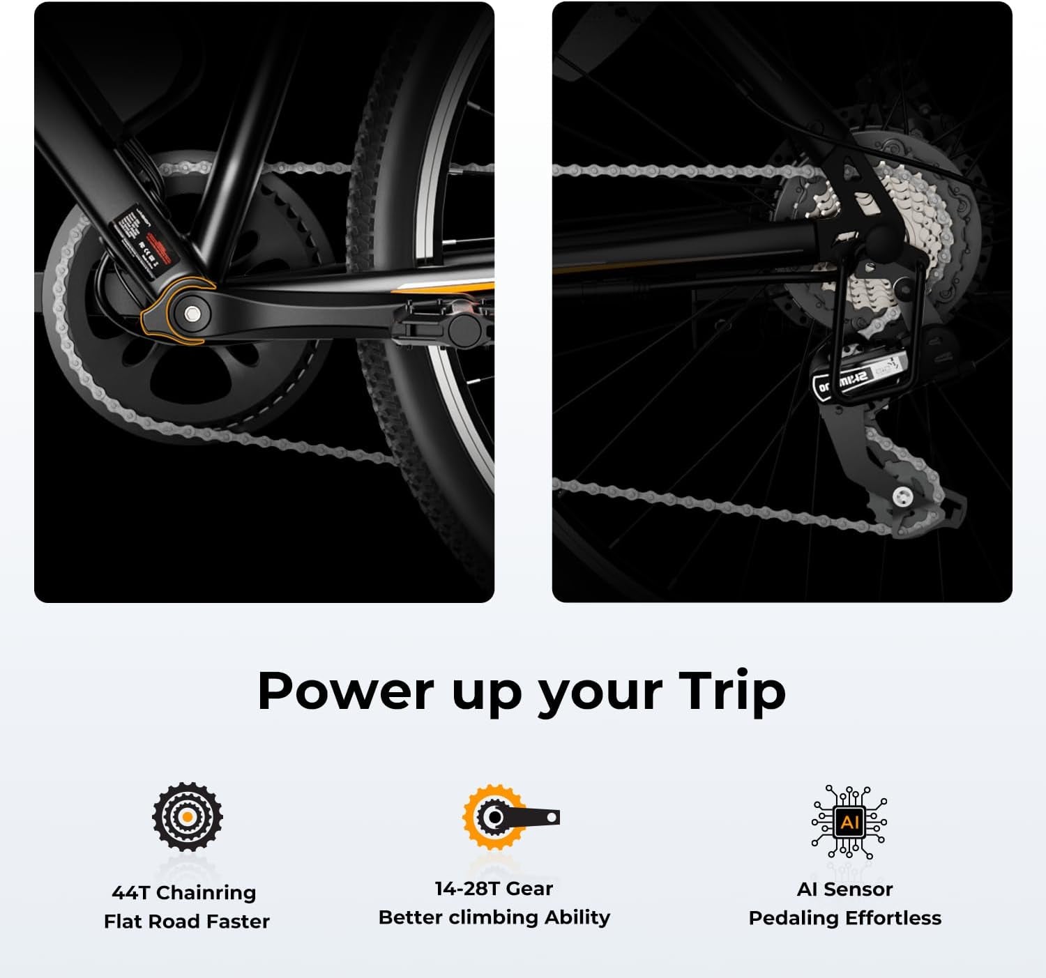 EB5 Electric Bike for Adults with Peak 750W Brushless Motor, 40Miles 20MPH Commuting Electric Mountain Bike with 360Wh Removable Battery, 7-Speed, 26" Tires and Front Fork Suspension