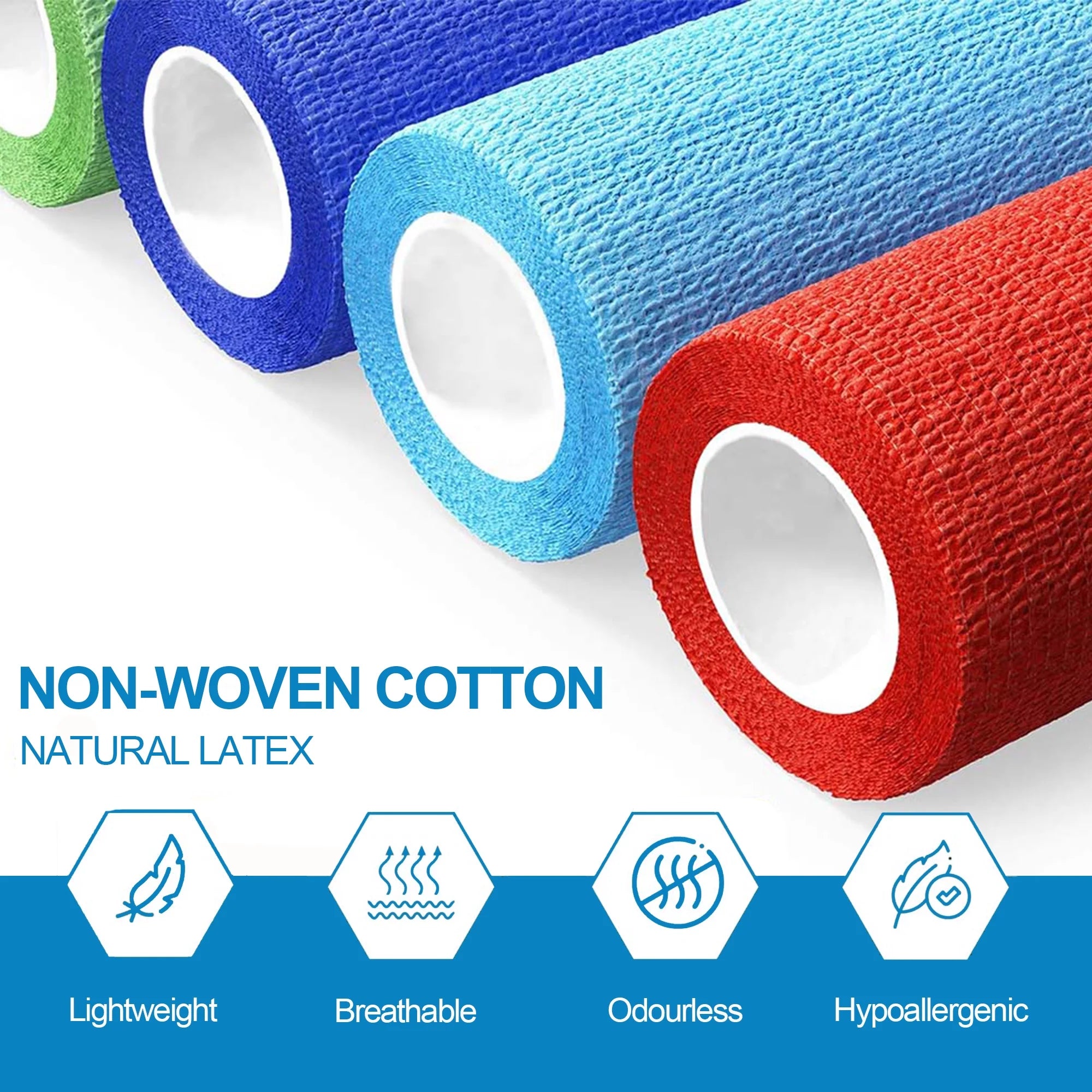 Self Adhesive Bandage Wrap, 12 Pack 4 Inch X 5 Yards Waterproof Stretch Bandage Sports Tape, Breathable Athletic Elastic Bandage for Sports, Wrist, Ankle, Pets