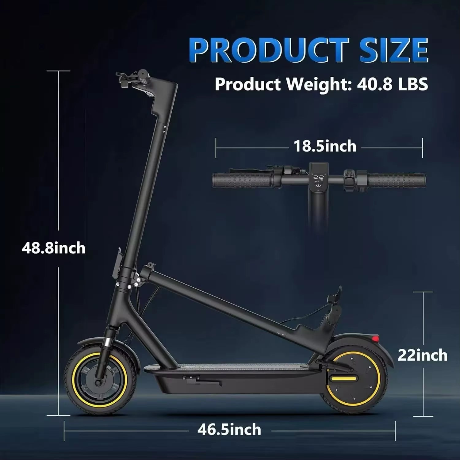 LPMAX 10" Solid Tires Folding Electric Scooter 22MPH 500W 14.5AH 28Miles Super Long Range Dual Shock Absorber Escooter