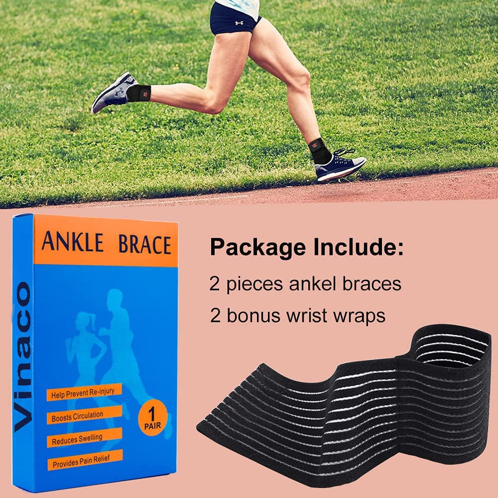 Ankle Brace, 2 Pack Breathable & Strong Ankle Brace for Sprained Ankle, Stabilize Ligaments, Prevent Re-Injury, Ankle Braces for Men & Women with Adjustable Wrap, Ankle Support for Men