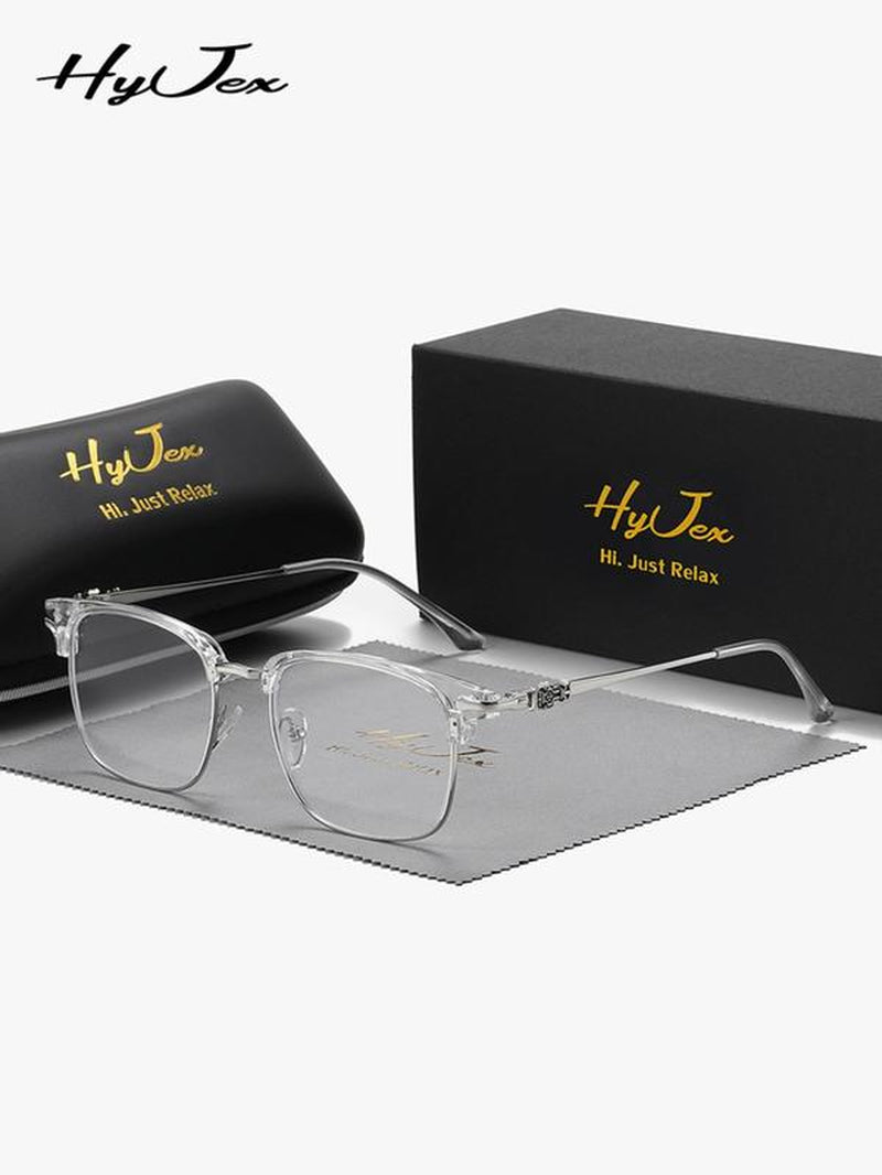 Simple Anti-Blue Light Semi-Rimless Browline Eyeglasses for Everyday Use, Basic Frame Fashion Eyeglasses for Women & Men, Fashion Eyeglasses for Party, Daily Clothing Decor, Perfect for Student Daily Use, Lightweight Eyewear