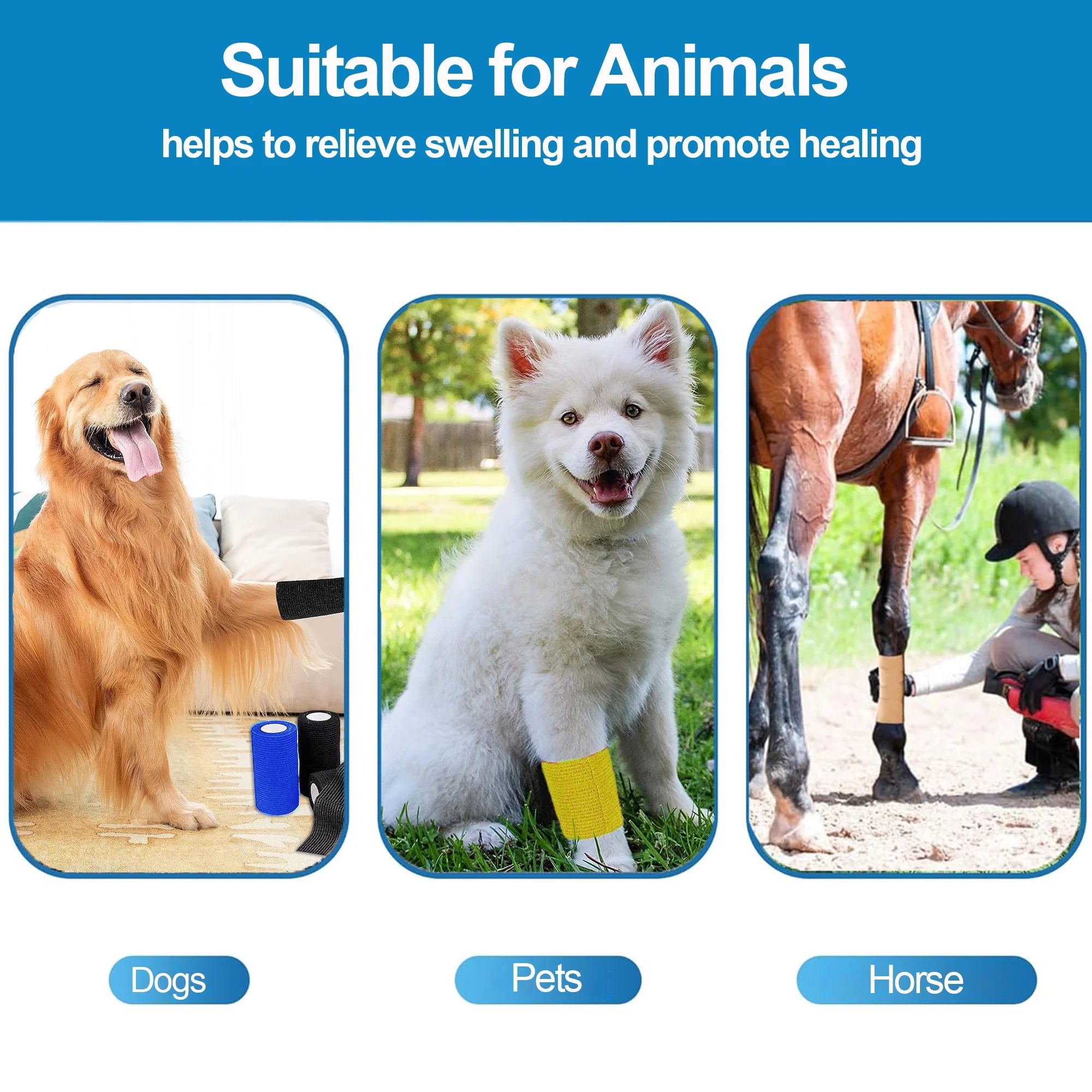 Self Adhesive Bandage Wrap, 12 Pack 4 Inch X 5 Yards Waterproof Stretch Bandage Sports Tape, Breathable Athletic Elastic Bandage for Sports, Wrist, Ankle, Pets