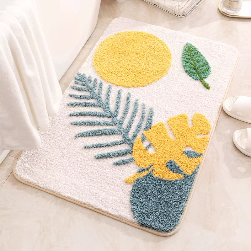 40X60Cm 50X80Cm Abstract Leaves Big Bath Mat Non Slip Boho Bath Rug Soft Microfiber Floor Mats for Tub Bathroom Indoor Doormat