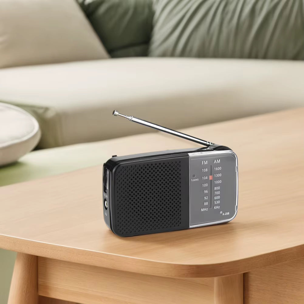 AM/FM Radio with Speaker Portable Radio with Strap Battery Powered Radio Telescopic Antenna for Running Cycling