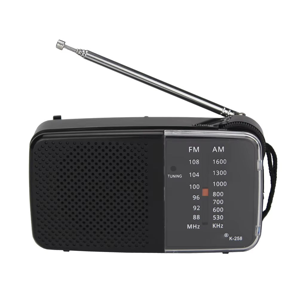 AM/FM Radio with Speaker Portable Radio with Strap Battery Powered Radio Telescopic Antenna for Running Cycling