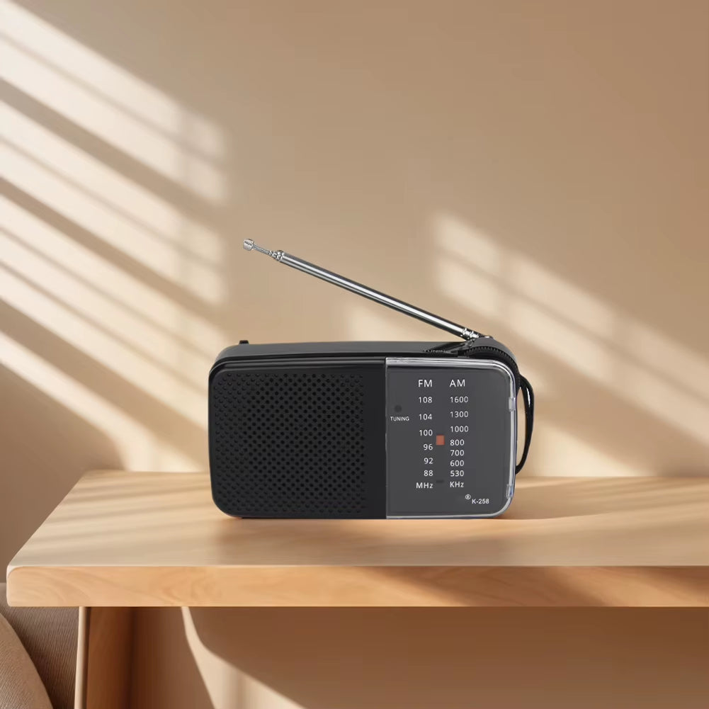 AM/FM Radio with Speaker Portable Radio with Strap Battery Powered Radio Telescopic Antenna for Running Cycling