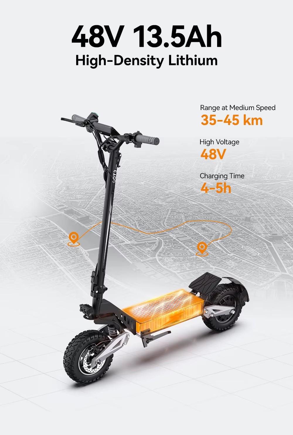 T10 E-Scooter 900W Peak Motor 48V13.5Ah Lithium Battery Large Screen LED Display Electric Scooter 11-Inch Tire Scooters Electric