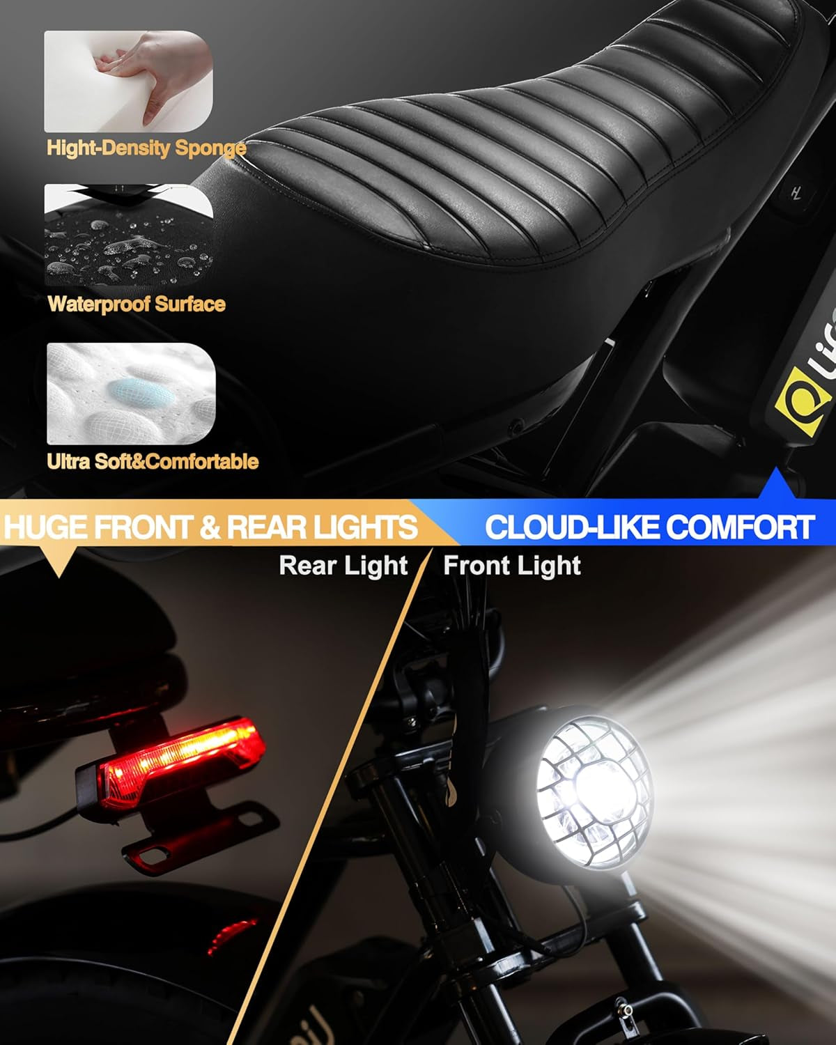 Electric Bike for Adults-1500W Peak Motor 20" Fat Tires 28Mph(Unlock to 35MPH) Ebike Moped, 624-1248Wh Removable Battery Bicycle, with Dual Suspension & Brakes Motorcycle, 7-Speed,Spark