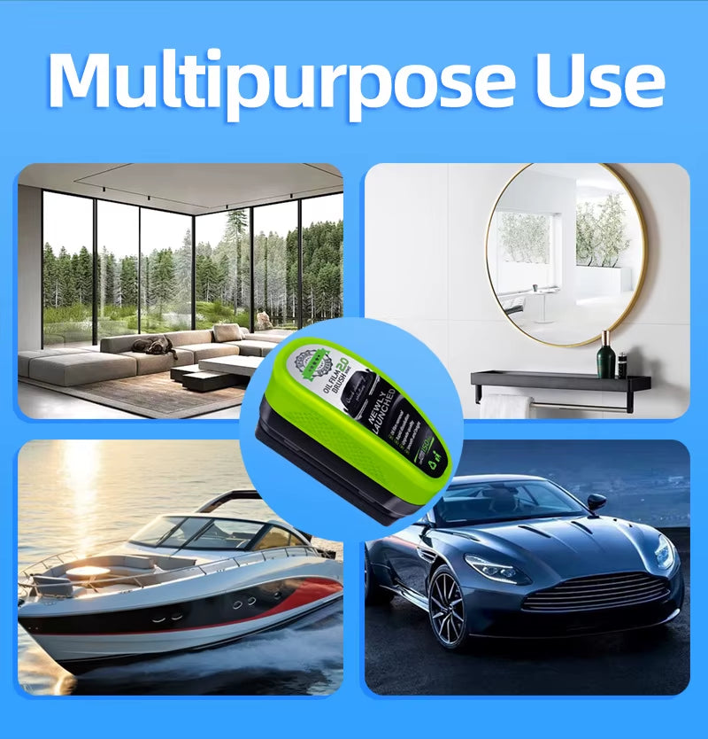 Automotive Oil Film Cleaning Brush, Car Glass Oil Film Cleaner, Window Oil Film Cleaner Brushglass Cleaning Wiper, Anti-Rain Fog