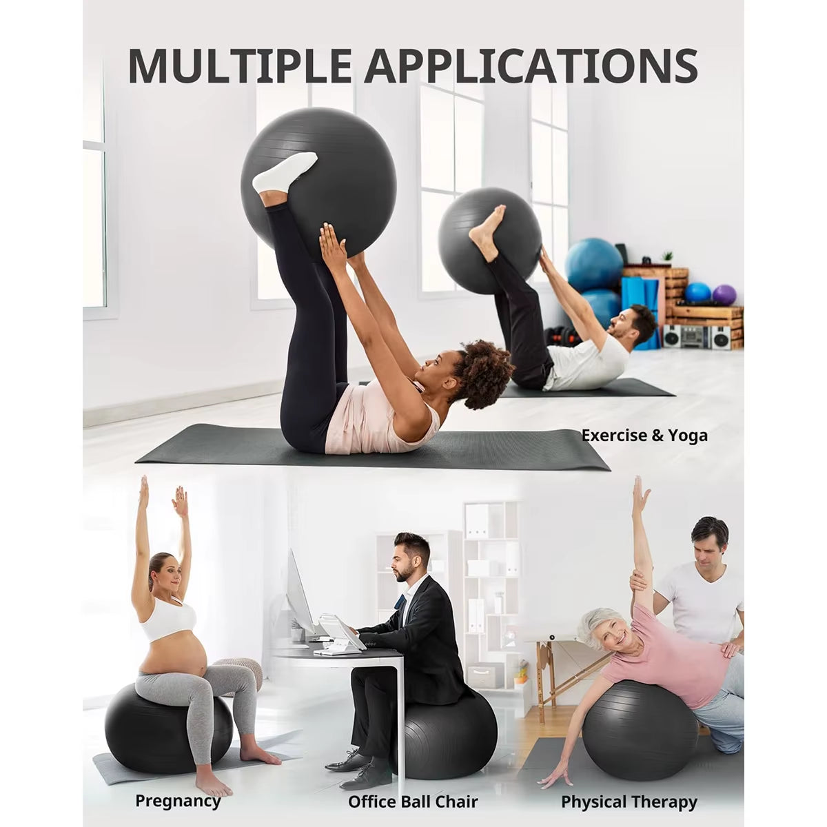 Yoga Ball Balance Ball Pilates Accessories Home Fitness Equipment Pregnant Women Rehabilitation Exercise Yoga Ball 55/65/75/85Cm