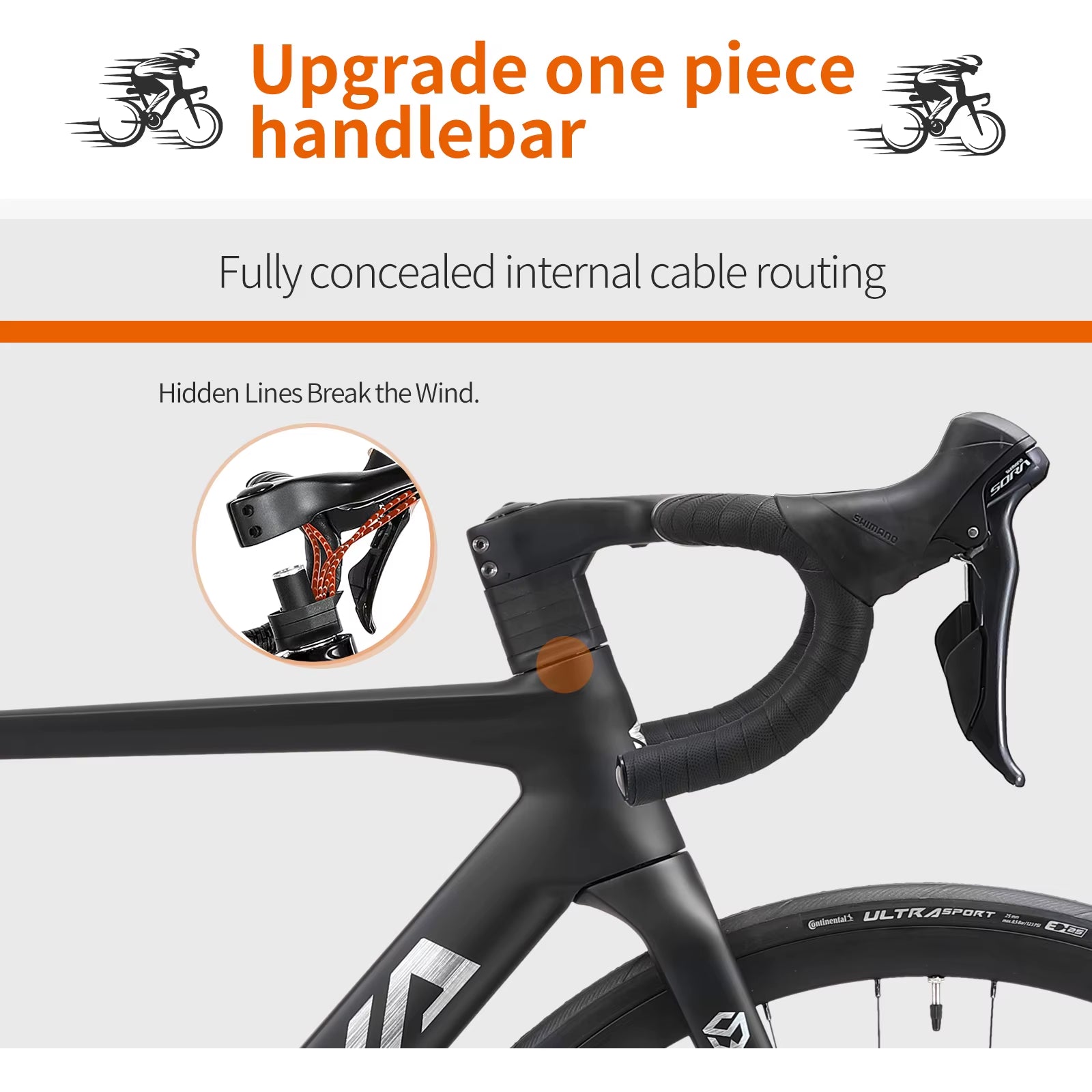 Carbon Fiber Racing Road Bicycle Carbon Frame Bicycle Integrated Handlebar SHIMANO 18-Speed Adult Competition Bicycle