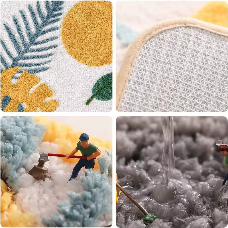 40X60Cm 50X80Cm Abstract Leaves Big Bath Mat Non Slip Boho Bath Rug Soft Microfiber Floor Mats for Tub Bathroom Indoor Doormat