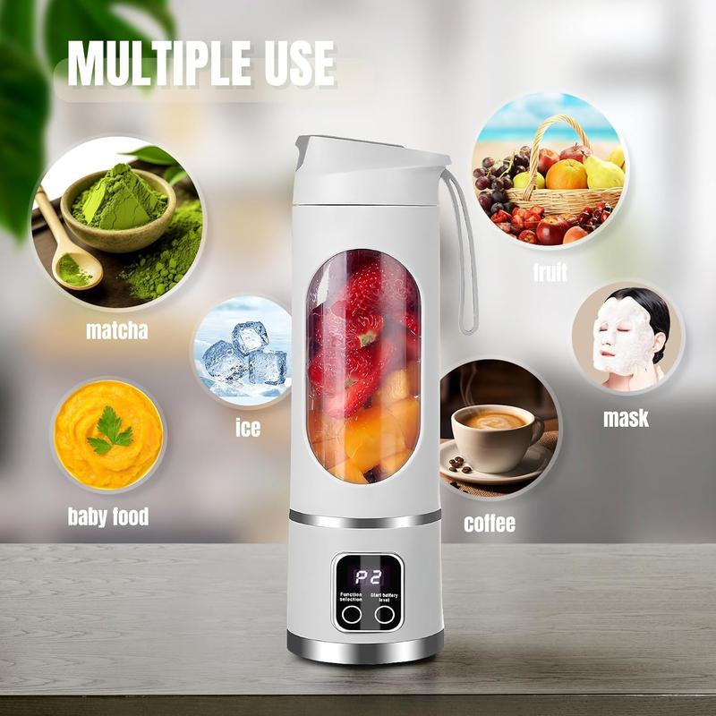 Portable Juicer Tumbler (White & Purple) – Light Wireless Multi-Use Blender with Cold Press, Diet-Friendly Tiktok Top Seller, Kitchen Gadget for Travel/Camping, Great Mens Gift for Smoothie Lovers,No Green Color