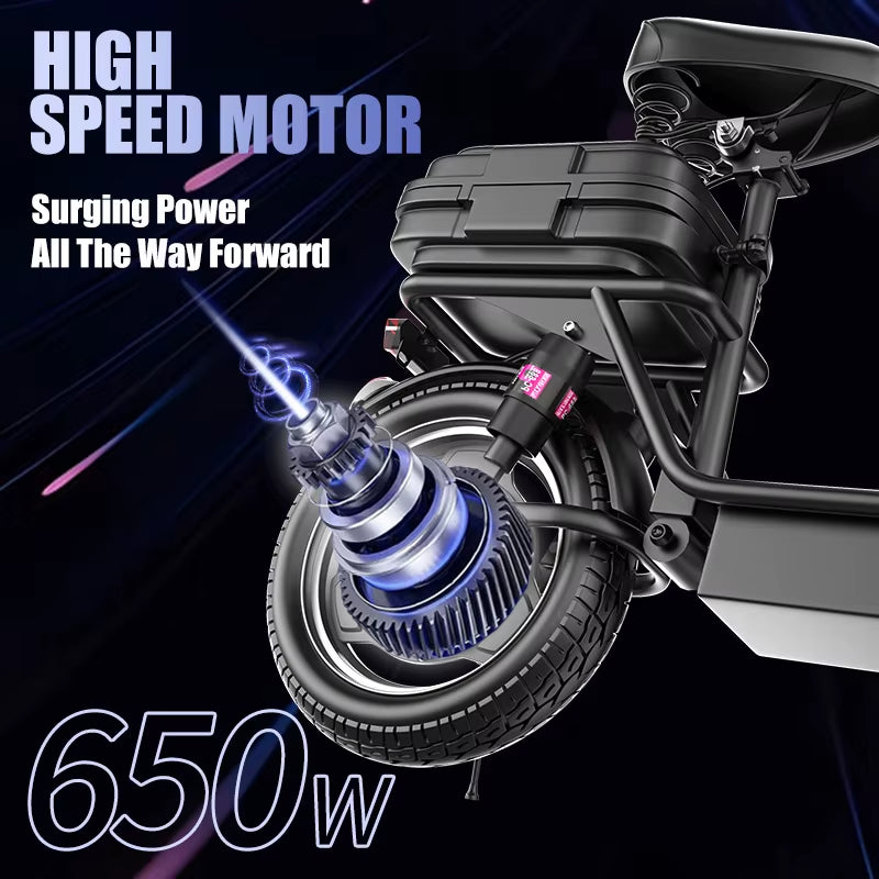 Folding Electric Scooter with Trunk, 500W Motor (Peak 650W), 48V15AH, 20MPH, 24-32Mile Range,Motorcycle for Commuting Travel