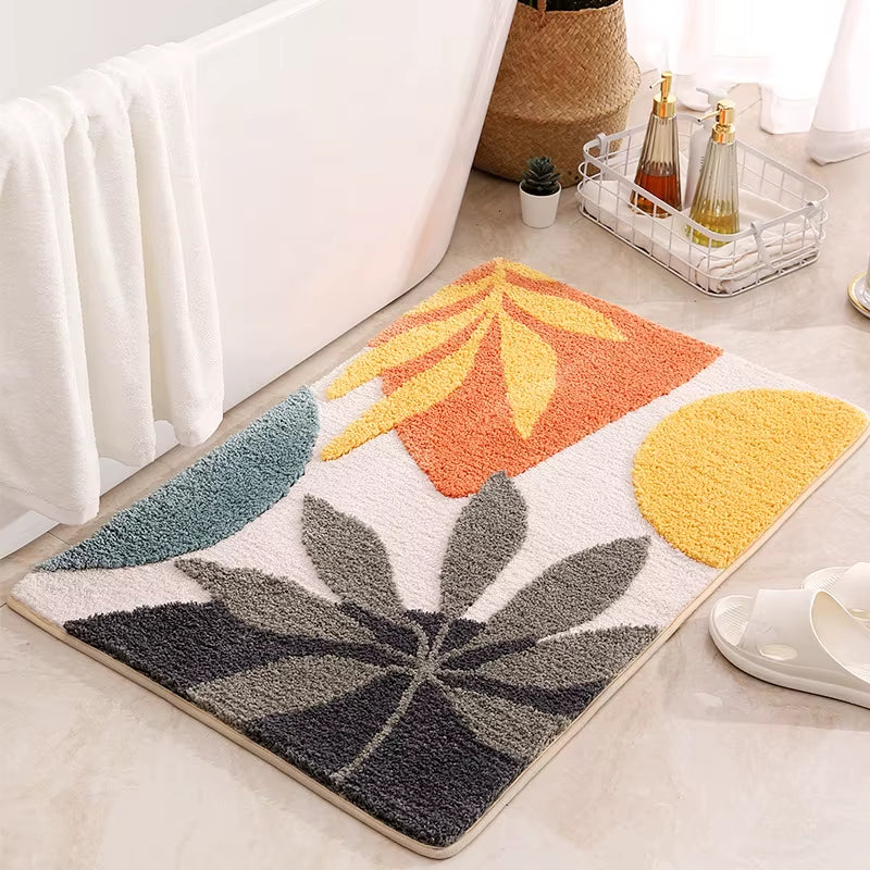 40X60Cm 50X80Cm Abstract Leaves Big Bath Mat Non Slip Boho Bath Rug Soft Microfiber Floor Mats for Tub Bathroom Indoor Doormat