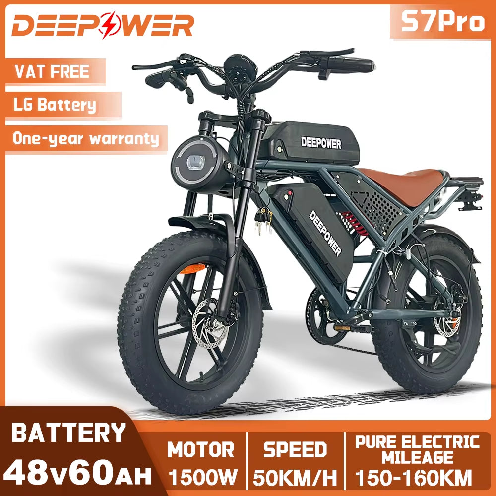 S7Pro Off-Road Electric Bike for 1500W Motor 48V 60AH LG Battery with Adults Mountain Ebike All-Terrain Motorcycle