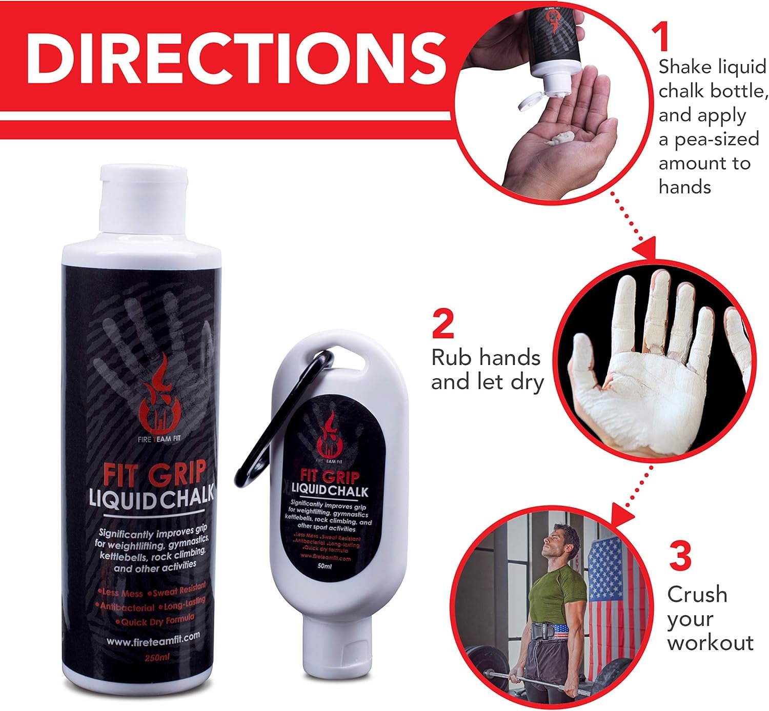 Liquid Chalk for Weight Lifting, Rock Climbing, Cross Training, & Powerlifting, Gym Approved Workout Chalk for Hands & Calluses