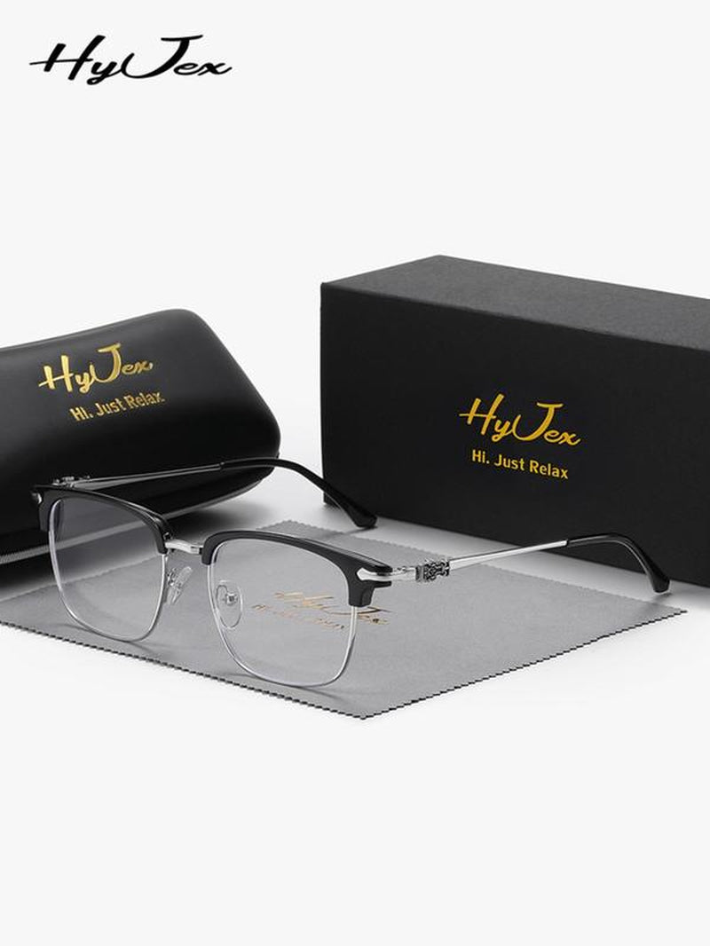 Simple Anti-Blue Light Semi-Rimless Browline Eyeglasses for Everyday Use, Basic Frame Fashion Eyeglasses for Women & Men, Fashion Eyeglasses for Party, Daily Clothing Decor, Perfect for Student Daily Use, Lightweight Eyewear