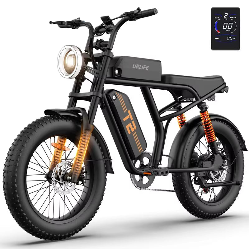 Peak 1500W Electric Mountain Bike with 48V 15.6Ah Removable Battery, 28MPH 100 Mile Range, 20" X 4" Fat Tire E-Bike