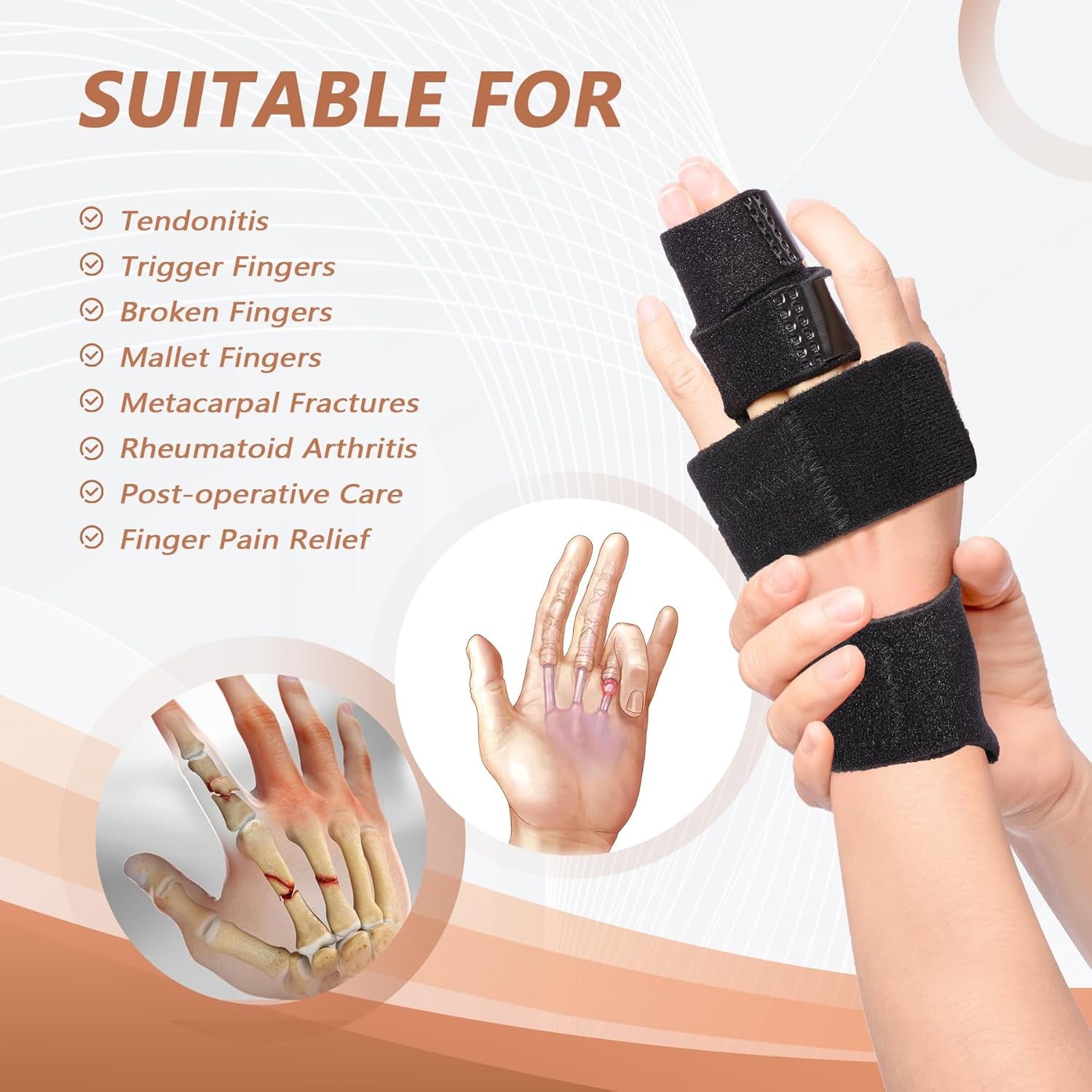 2 Finger Splint, Adjustable Finger Brace, Finger Metal Support for Broken Finger
