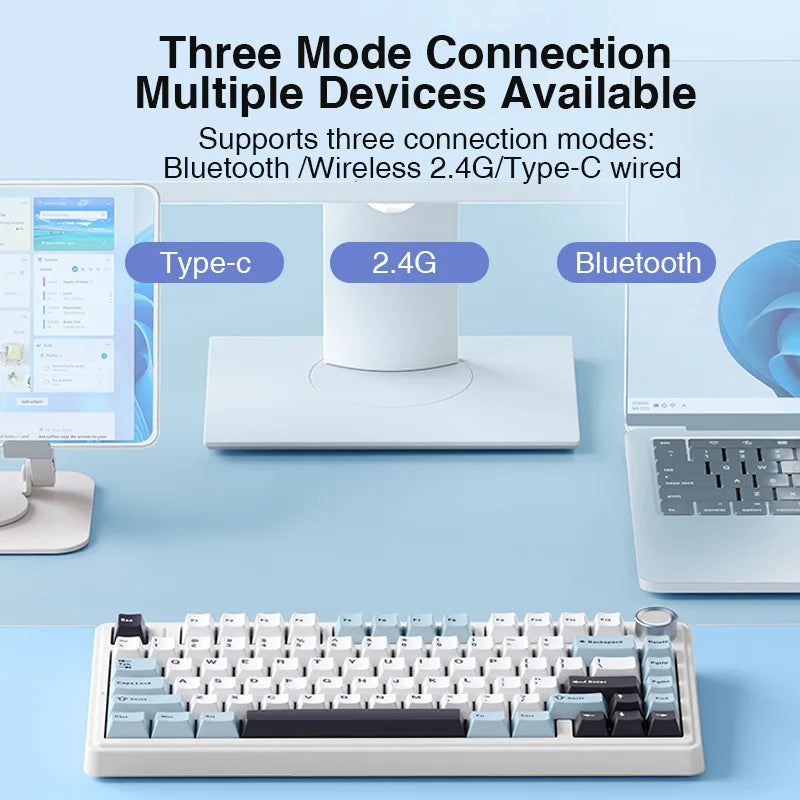 F75 2.4G Wireless/Bluetooth/Wired Gaming Mechanical Keyboard RGB Customized 75% Layout OEM Profile Gasket Structure