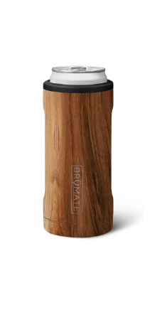 Hopsulator Slim Can Cooler Insulated for 12Oz Slim Cans | Skinny Can Insulated Stainless Steel Drink Holder for Hard Seltzer, Beer, Soda, and Energy Drinks (Walnut)