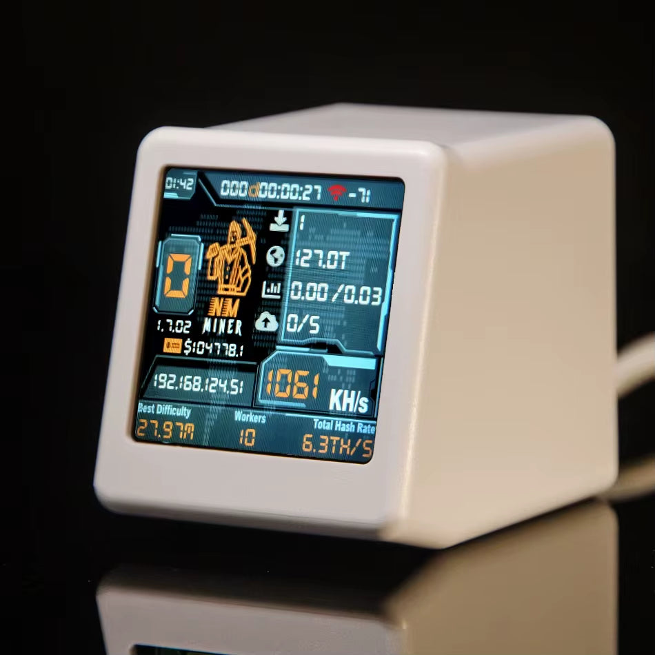 Smart TV Hashrate1060Kh/S ESP32 BTC Solo Lottery Miner for Computer Nerd Gift Home Silent Desktop Clock Lower Power Consumption