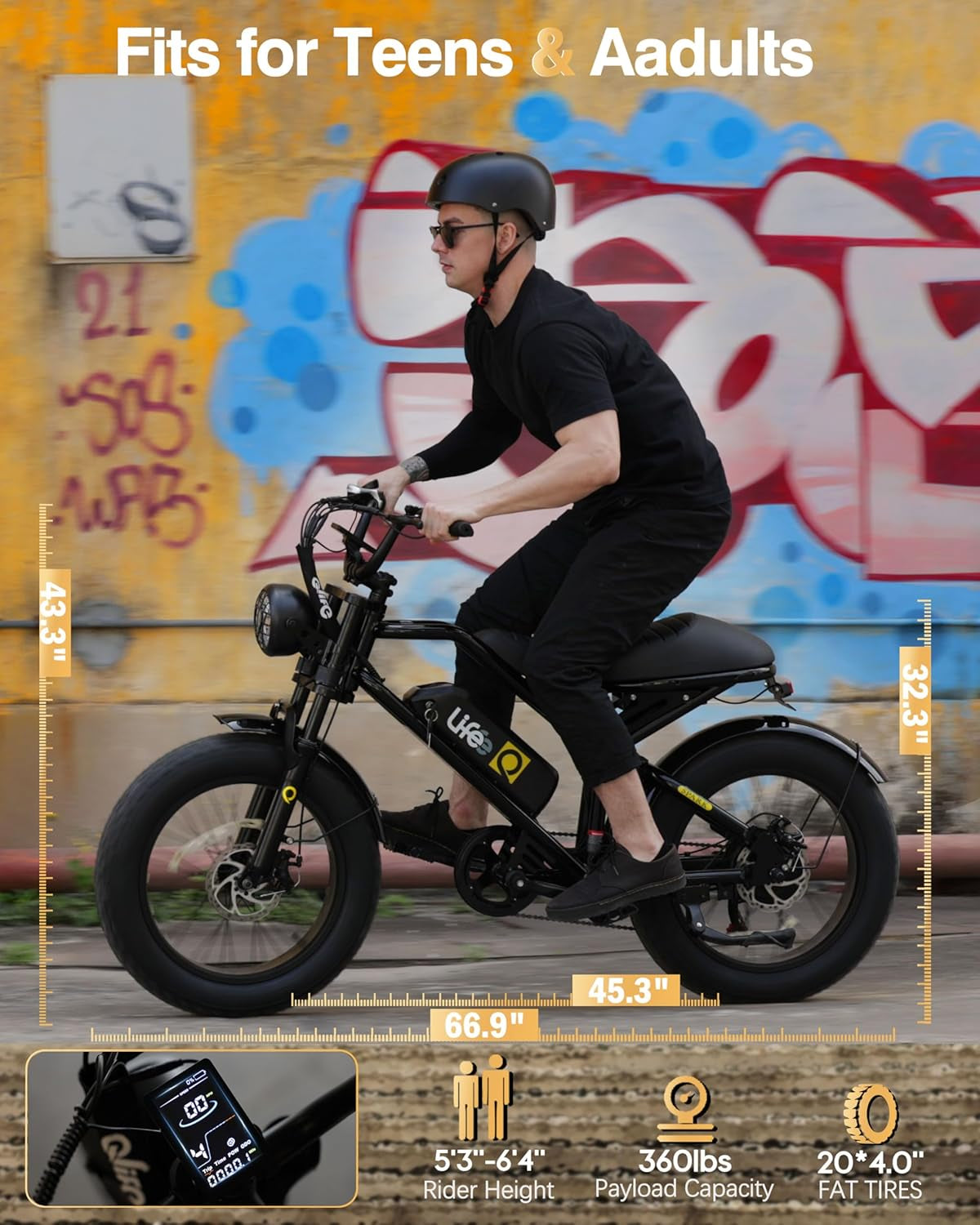 Electric Bike for Adults-1500W Peak Motor 20" Fat Tires 28Mph(Unlock to 35MPH) Ebike Moped, 624-1248Wh Removable Battery Bicycle, with Dual Suspension & Brakes Motorcycle, 7-Speed,Spark