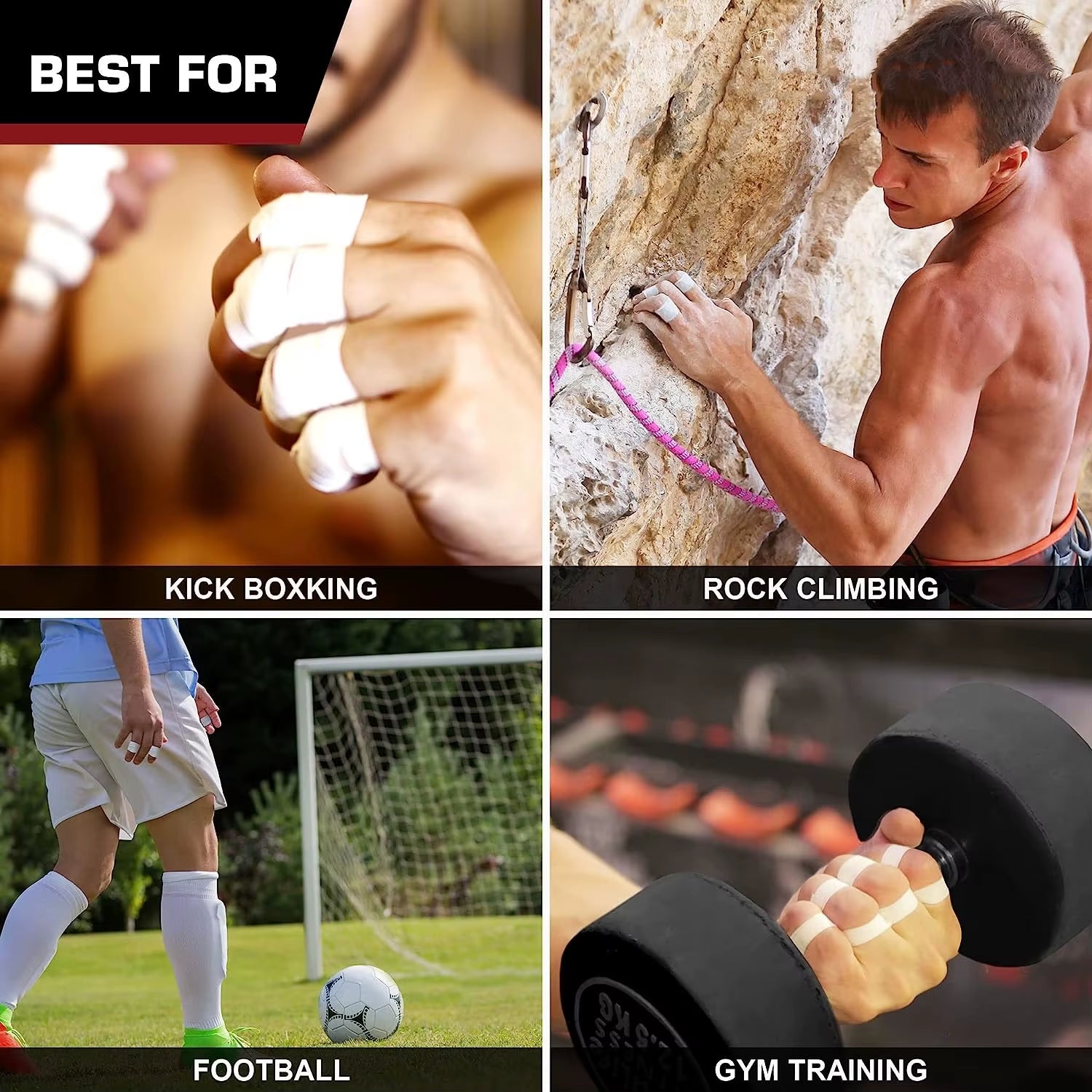 10 Pack White Finger Tape Athletic Tape Feet Sports Tape for Rock Climbing, BJJ Jiu Jitsu, Grappling, MMA, Hockey Stick