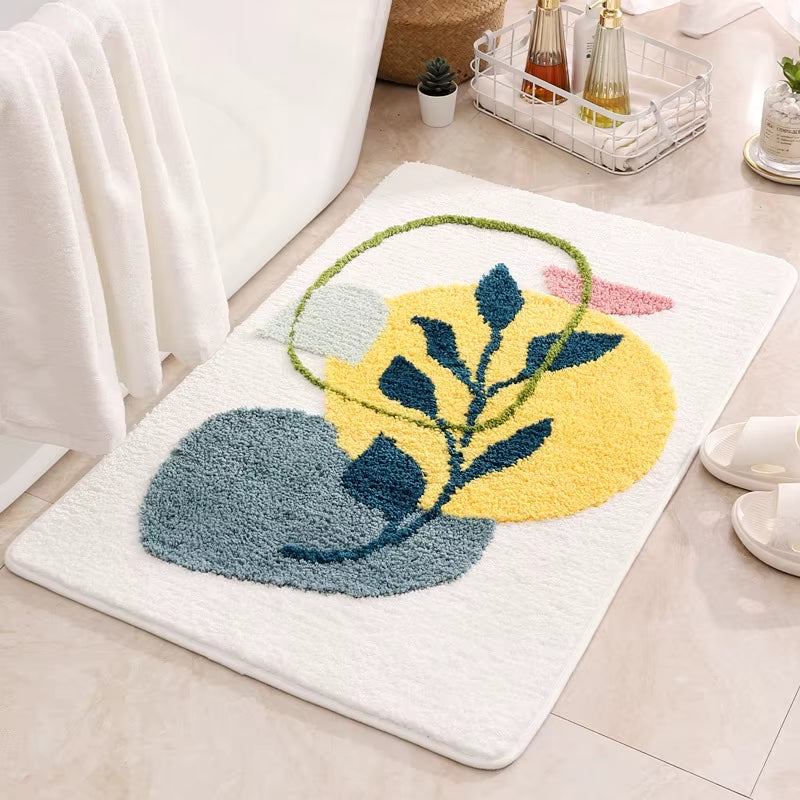 40X60Cm 50X80Cm Abstract Leaves Big Bath Mat Non Slip Boho Bath Rug Soft Microfiber Floor Mats for Tub Bathroom Indoor Doormat