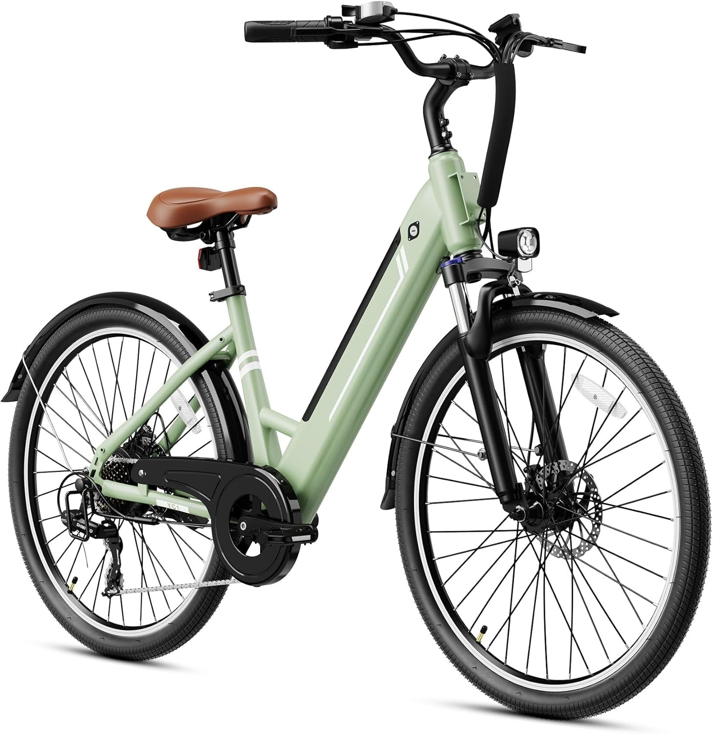 YC1/ST 26" Electric Bike, 750W Peak Motor, Step-Through Ebike for Adults, 360WH Removable Battery, up to 40Miles, Max 23MPH Urban Commuter E-Bike, 7 Speeds & Front Suspension