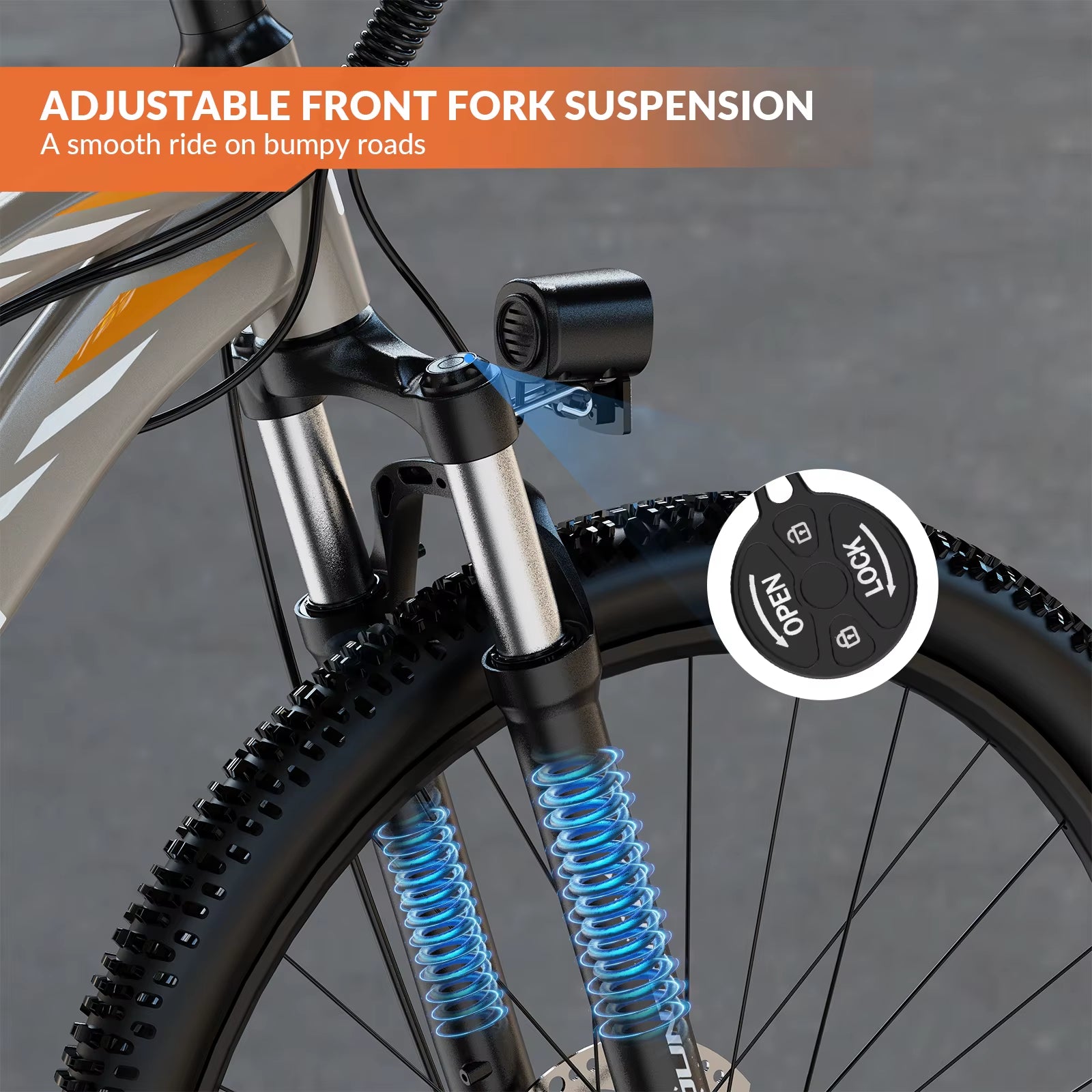 AB17 Electric Bike, 500W Motor, 468Wh Removable Battery, 37KM/H Max Speed, Color LCD Display, Front Suspension