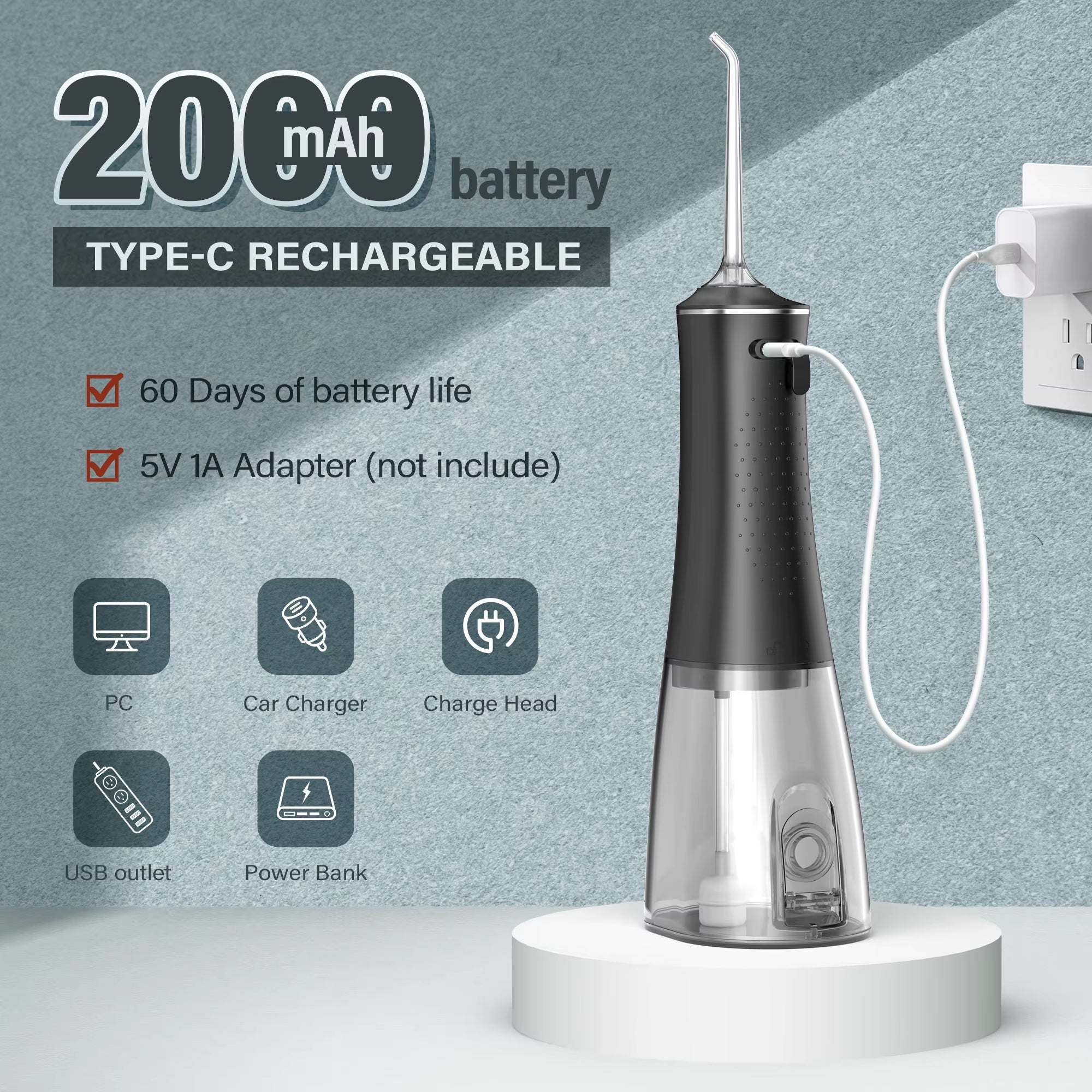 Dental Oral Irrigator Water Flosser Thread Teeth Pick Mouth Washing Machine 4 Nozzels 4 Modes Magnetic Rechargeable