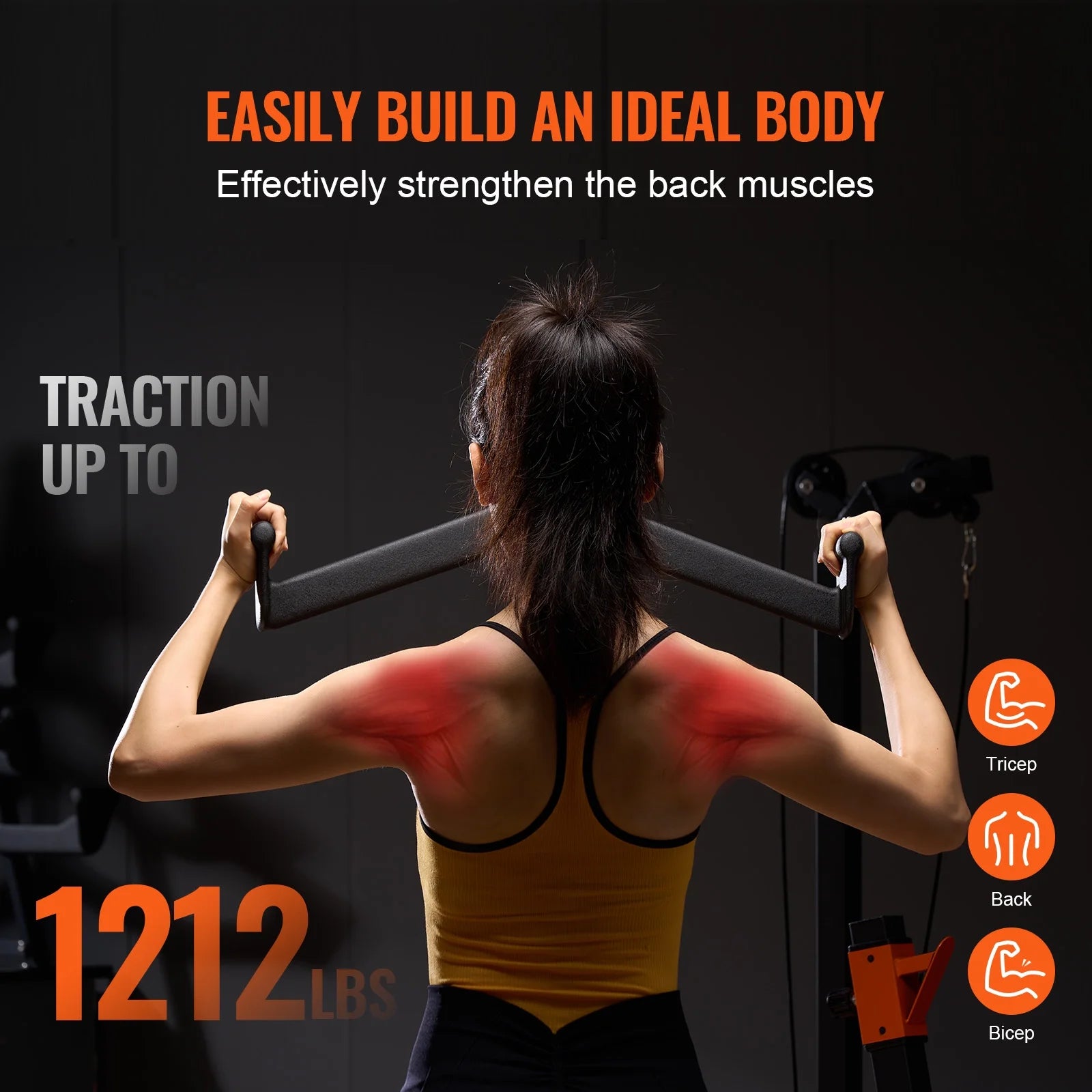 LAT Pulldown Accessory, Rowing V-Bar for Cable Machines, Rubber Grip Tricep Bar, Enhances Back Muscle Strength, Ideal for Bicep Curls and Lat Exercises in Home Gyms
