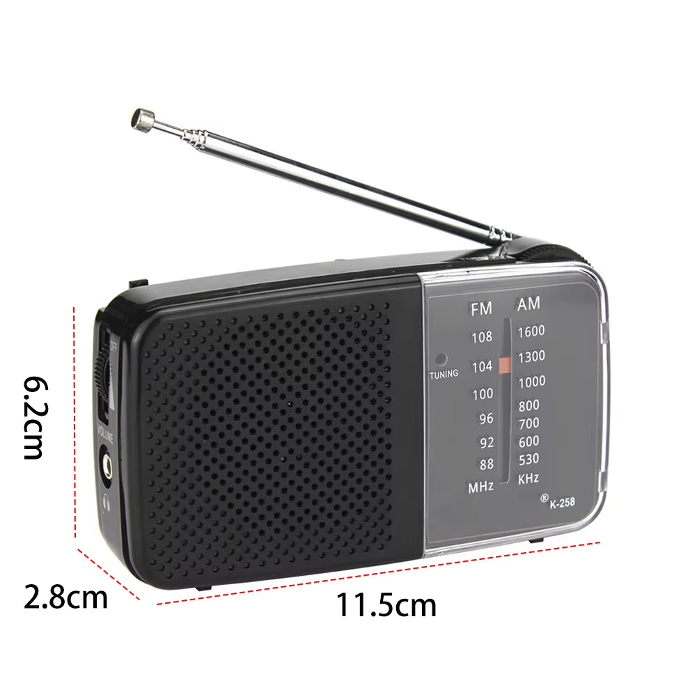 AM/FM Radio with Speaker Portable Radio with Strap Battery Powered Radio Telescopic Antenna for Running Cycling