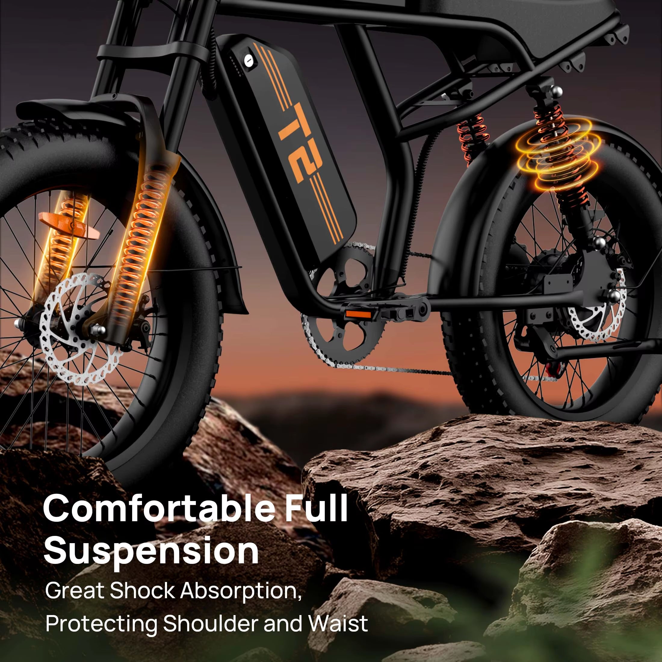 Peak 1500W Electric Mountain Bike with 48V 15.6Ah Removable Battery, 28MPH 100 Mile Range, 20" X 4" Fat Tire E-Bike