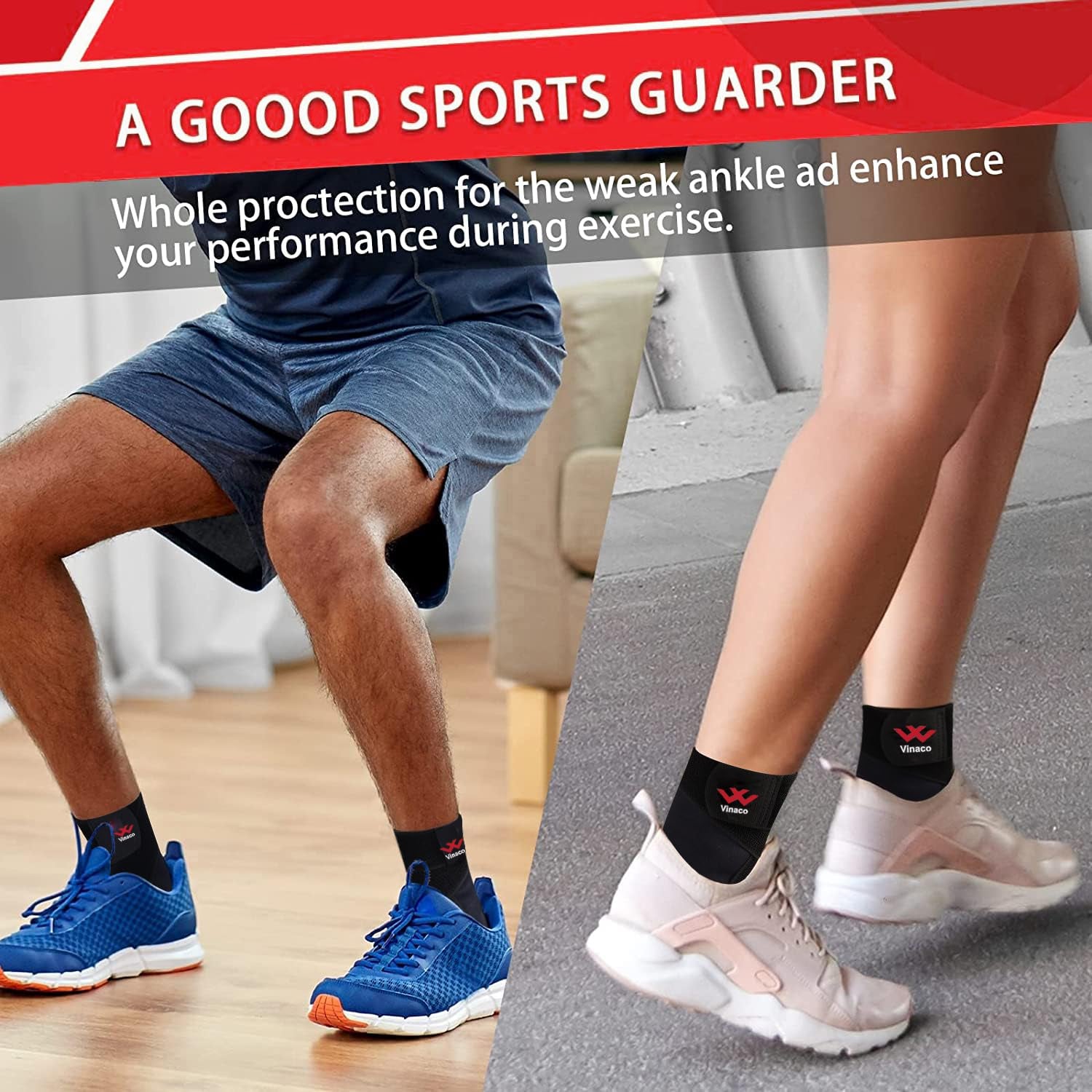 Ankle Brace, 2 Pack Breathable & Strong Ankle Brace for Sprained Ankle, Stabilize Ligaments, Prevent Re-Injury, Ankle Braces for Men & Women with Adjustable Wrap, Ankle Support for Men