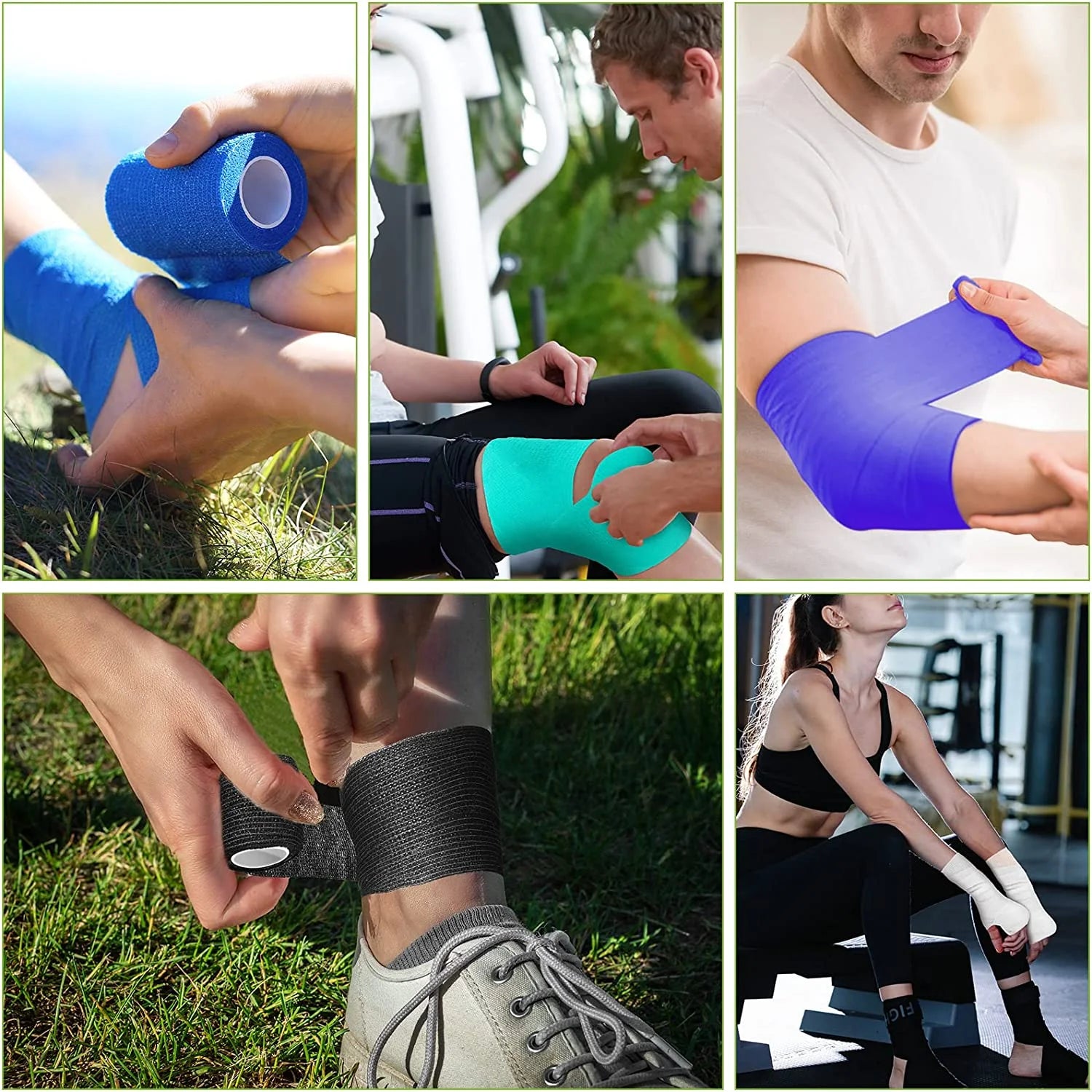 Self Adhesive Bandage Wrap, 12 Pack 4 Inch X 5 Yards Waterproof Stretch Bandage Sports Tape, Breathable Athletic Elastic Bandage for Sports, Wrist, Ankle, Pets