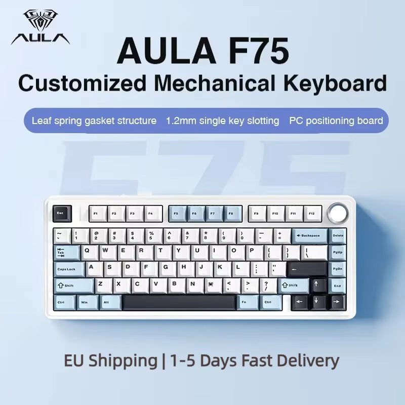 F75 2.4G Wireless/Bluetooth/Wired Gaming Mechanical Keyboard RGB Customized 75% Layout OEM Profile Gasket Structure