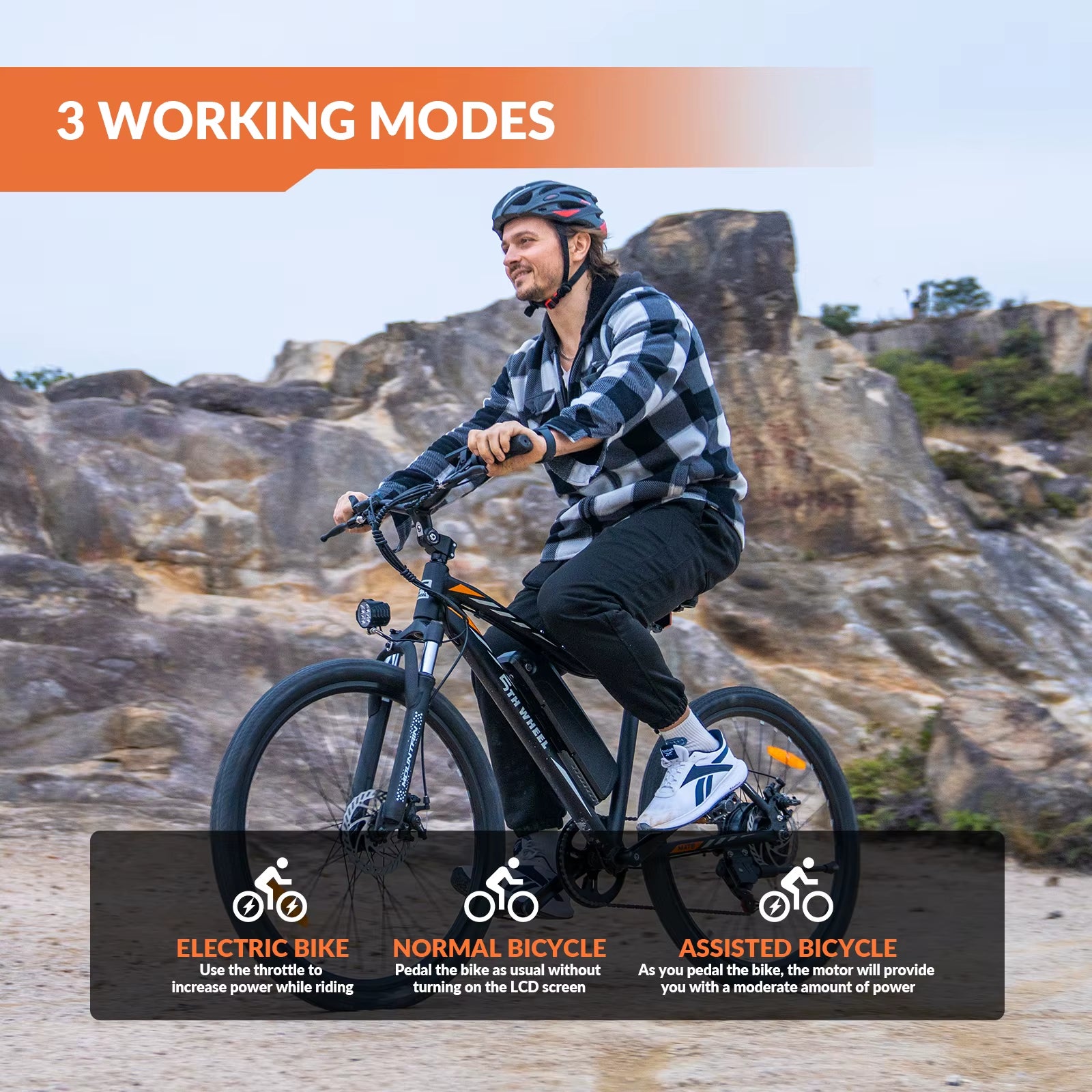 AB17 Electric Bike, 500W Motor, 468Wh Removable Battery, 37KM/H Max Speed, Color LCD Display, Front Suspension