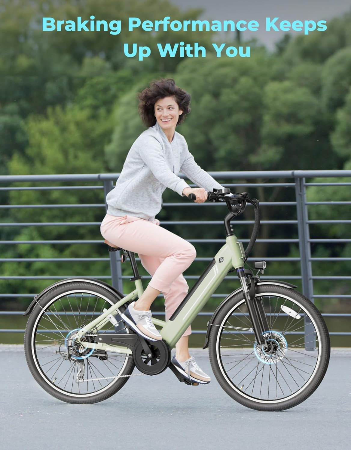 YC1/ST 26" Electric Bike, 750W Peak Motor, Step-Through Ebike for Adults, 360WH Removable Battery, up to 40Miles, Max 23MPH Urban Commuter E-Bike, 7 Speeds & Front Suspension