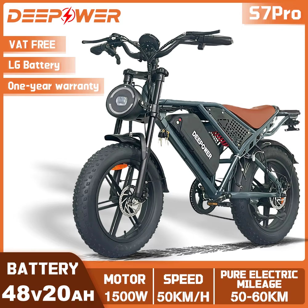 S7Pro Off-Road Electric Bike for 1500W Motor 48V 60AH LG Battery with Adults Mountain Ebike All-Terrain Motorcycle