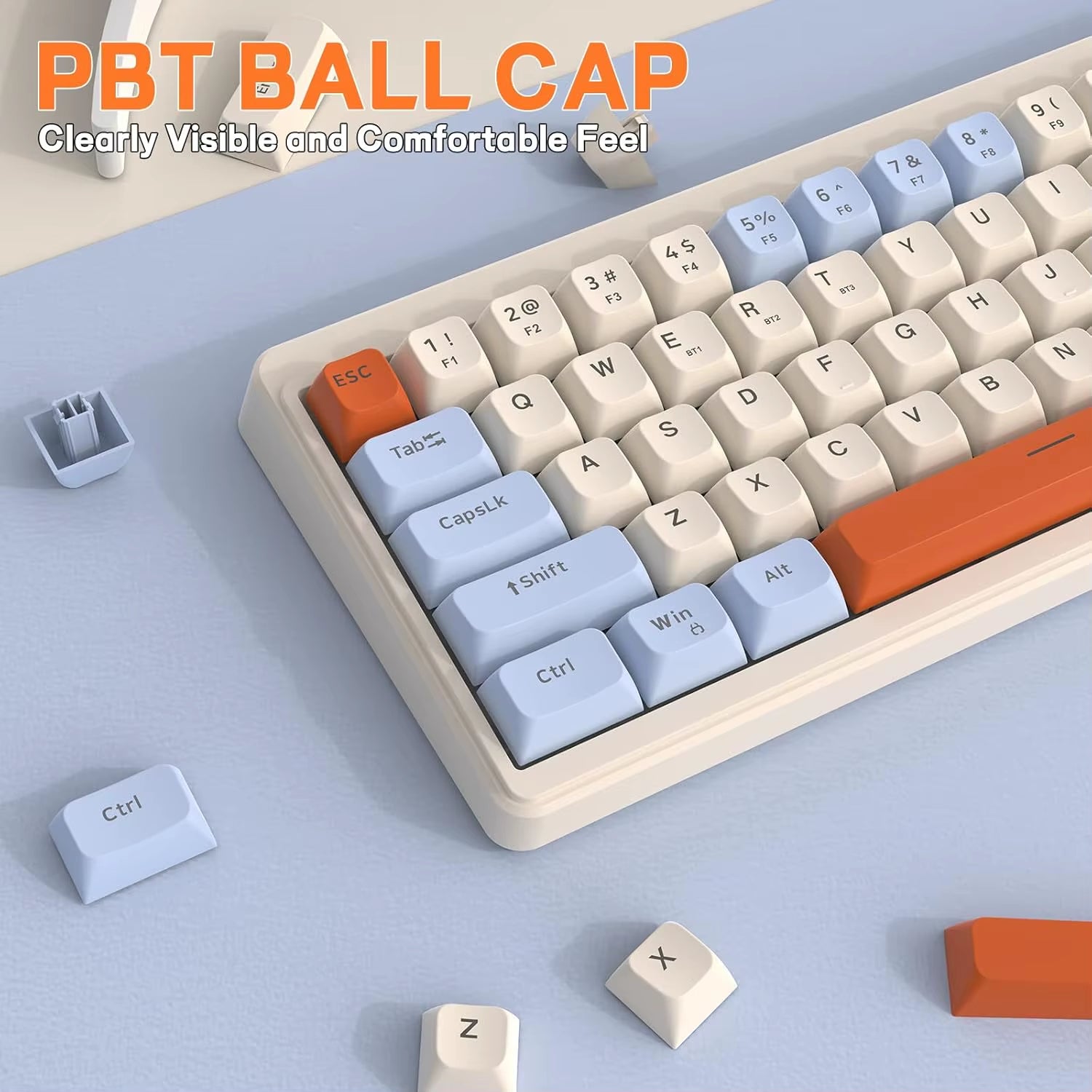M68 65% Wireless Gaming Keyboard,Tri-Mode Silent Membrane Keyboard,Pbt Keycaps,2000Mah 67 Keys Rainbow LED Backlit for Win/Mac