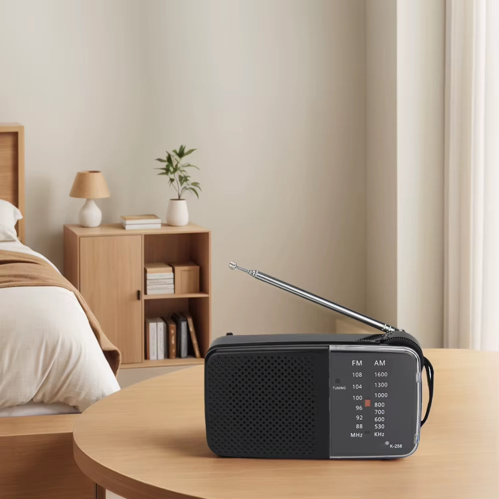 AM/FM Radio with Speaker Portable Radio with Strap Battery Powered Radio Telescopic Antenna for Running Cycling