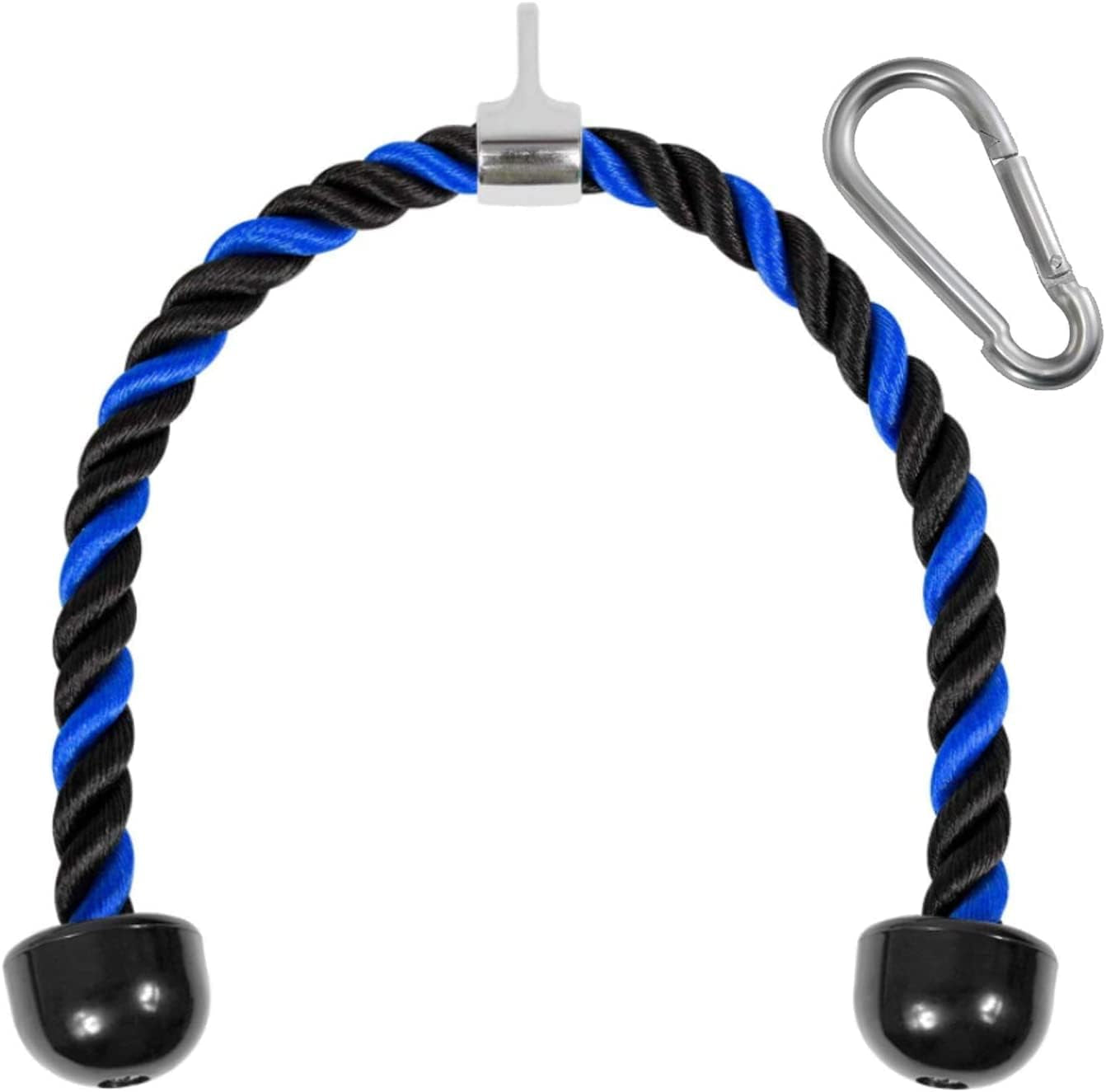 Deluxe Tricep Rope Cable Attachment, 27 & 36 Inch with 4 Colors, Exercise Machine Attachments Pulley System Gym Pull down Rope with Carabiner